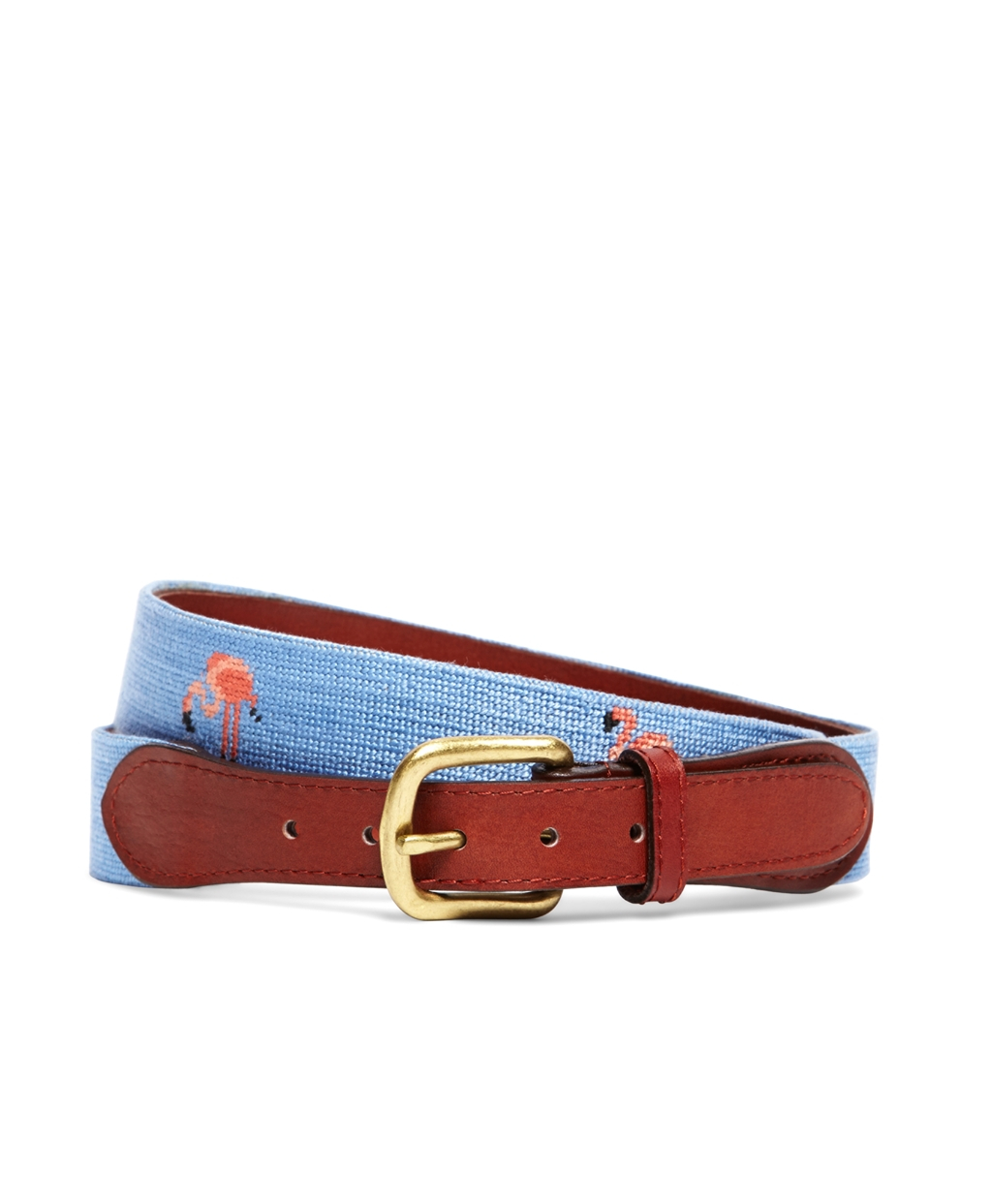 Brooks Brothers Cotton Flamingo Needlepoint Belt in Light Blue (Blue