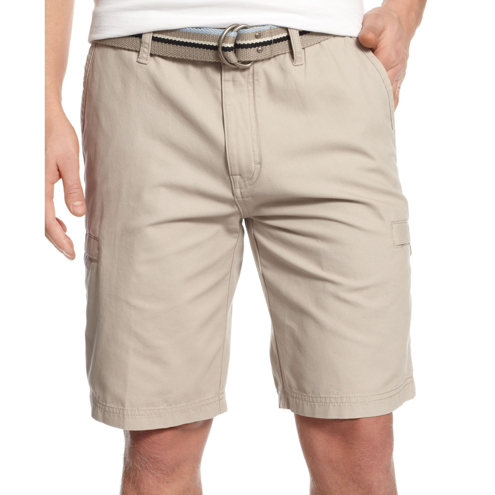 Weatherproof Vintage Canvas Belted Cargo Shorts in Natural for Men | Lyst