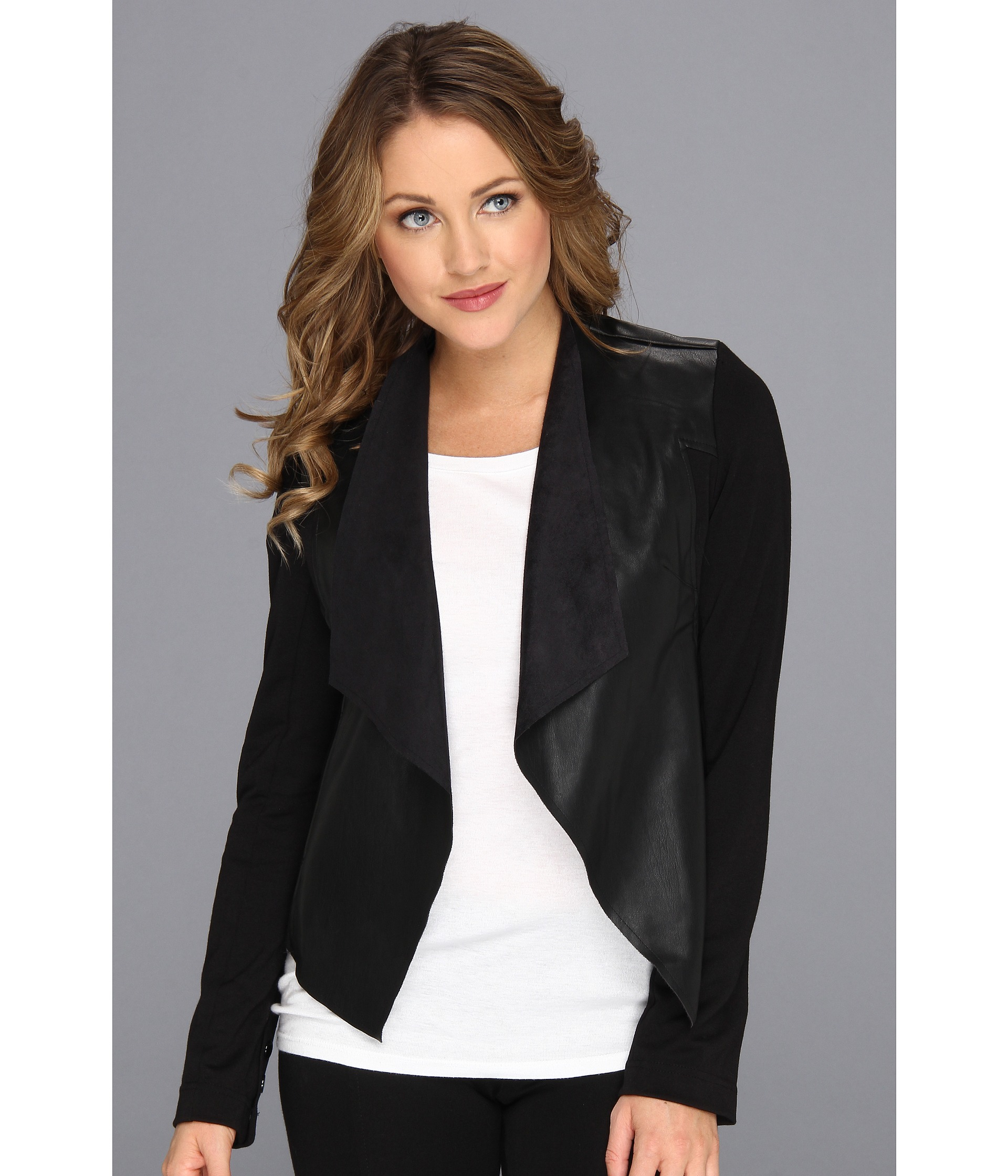 Lyst - Kut From The Kloth Faux Leather Drape Jacket in Black