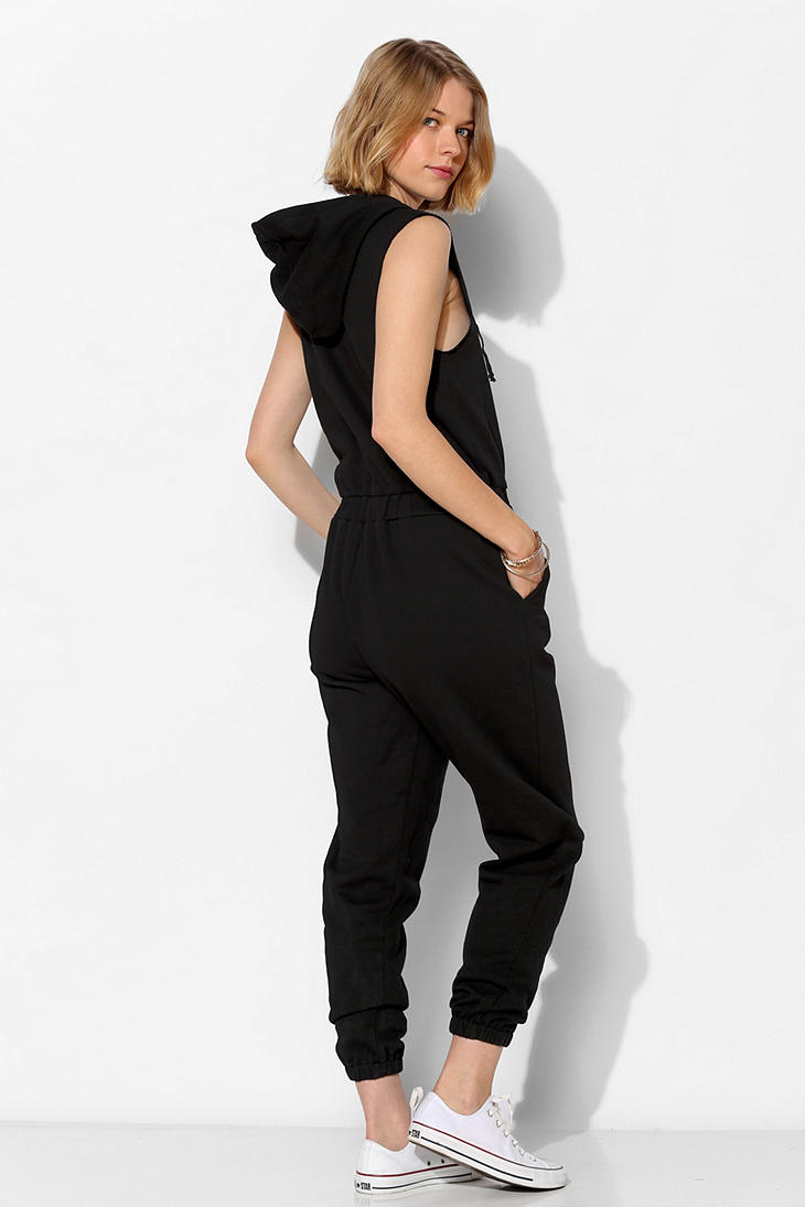 black hooded jumpsuit