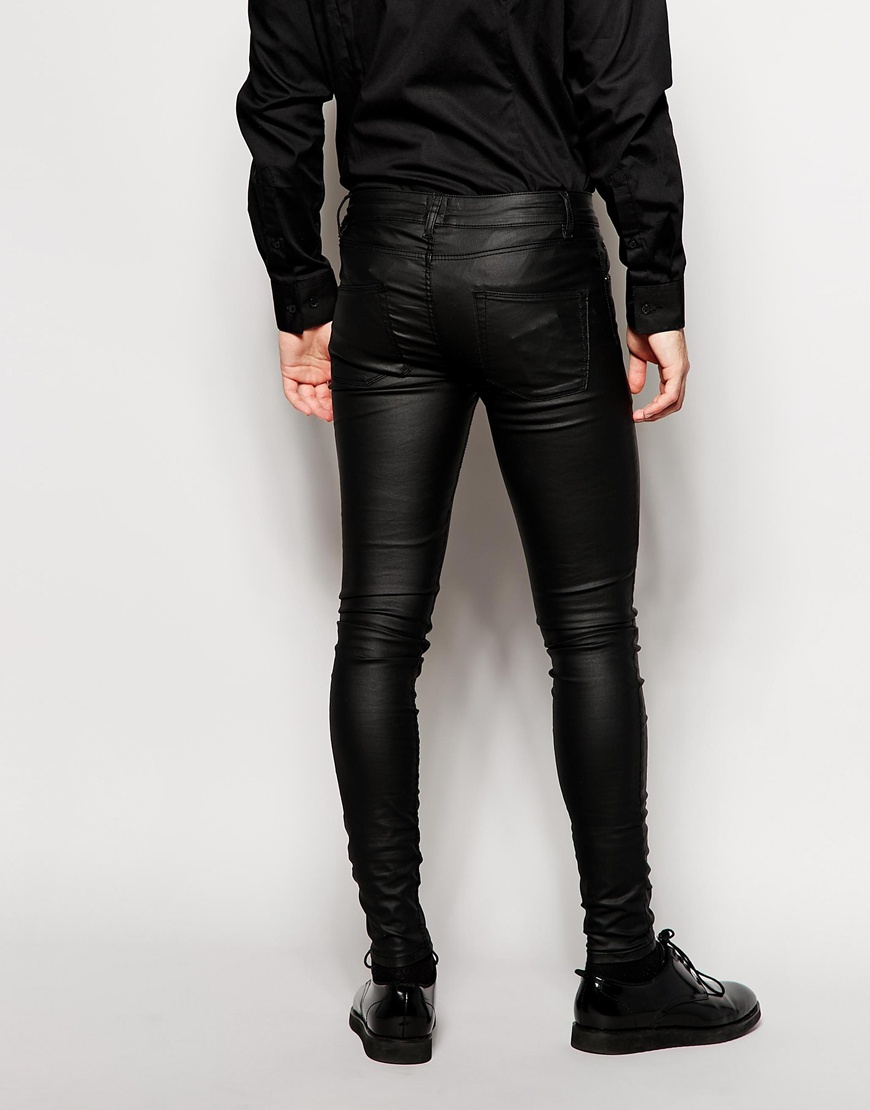 ASOS Extreme Super Jeans In Leather Look in Black for Men | Lyst