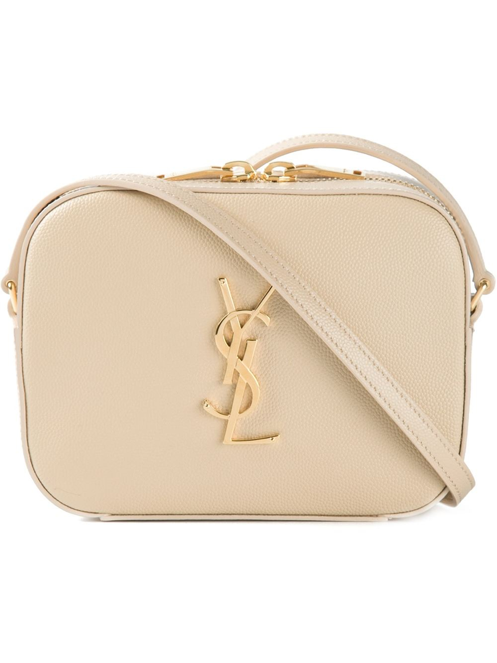 Saint laurent Monogramme Small Leather Shoulder Bag in Beige (nude ...
