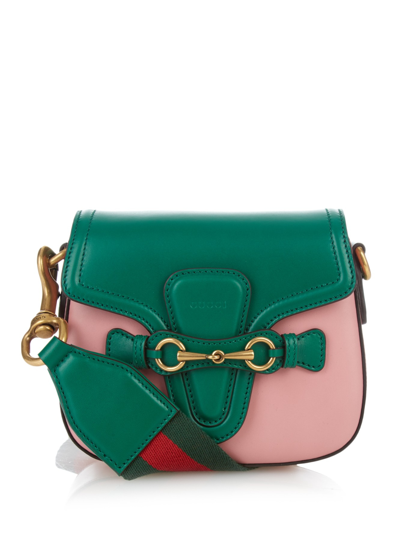 Gucci Lady Web Mini Leather Cross-body Bag in Pink - Lyst