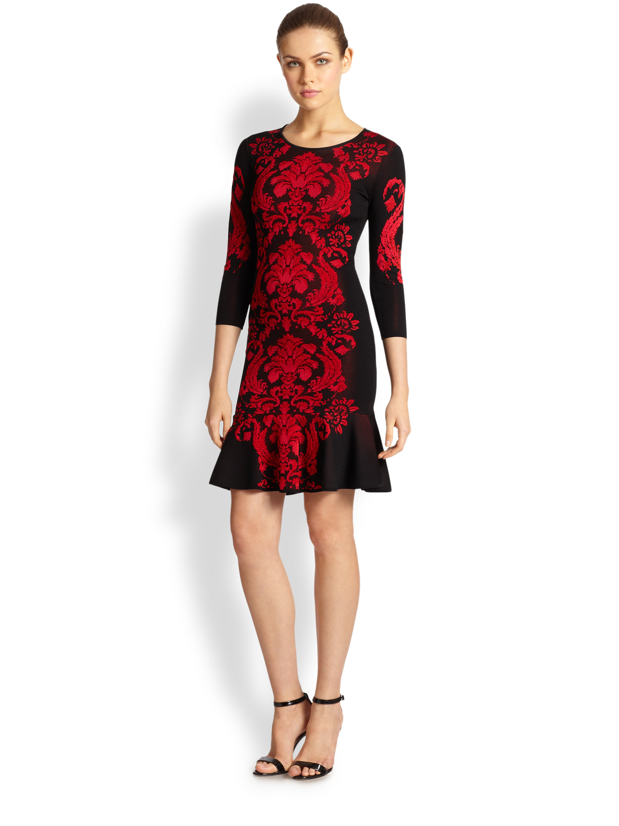 Lyst - Roberto Cavalli Jacquard Knit Dress in Red
