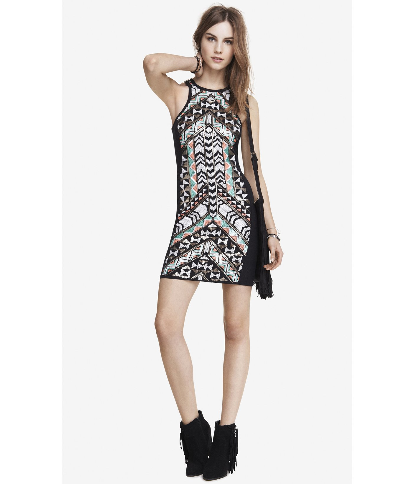 express aztec sequin dress