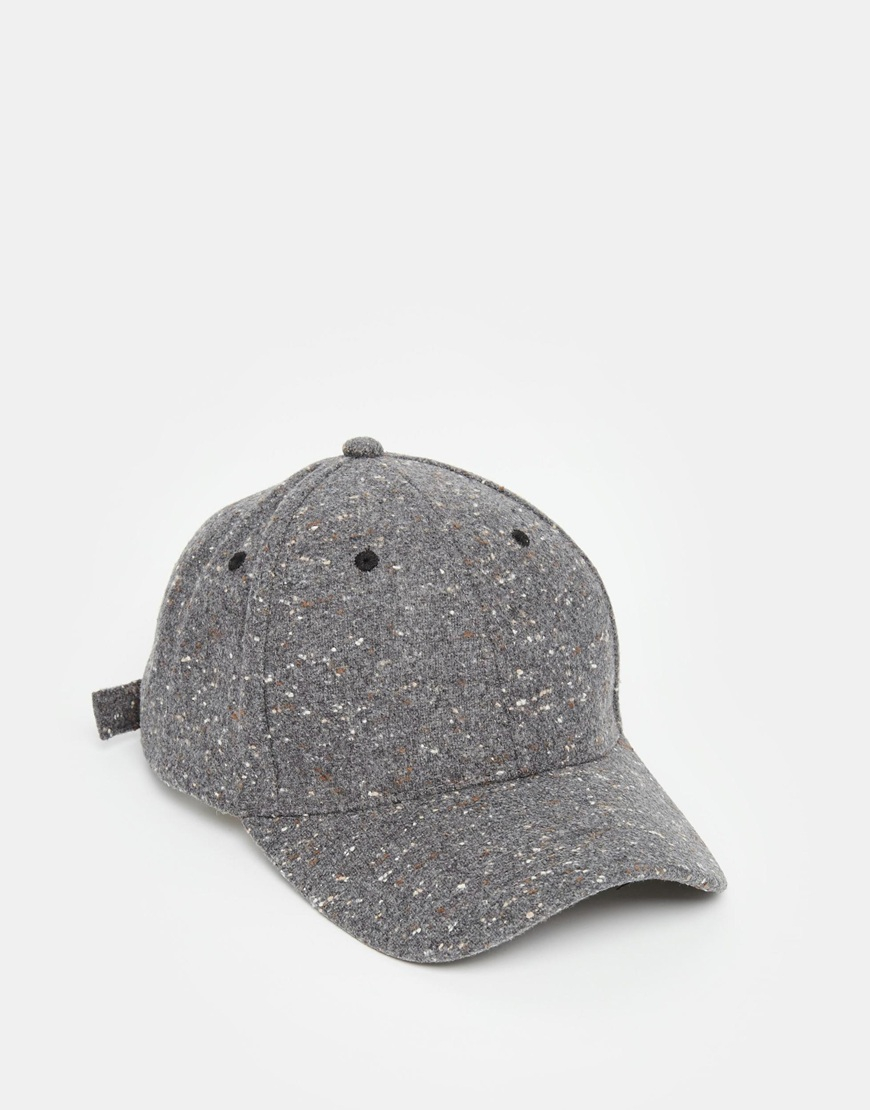 Asos Baseball Cap In Grey Nep in Gray for Men Lyst