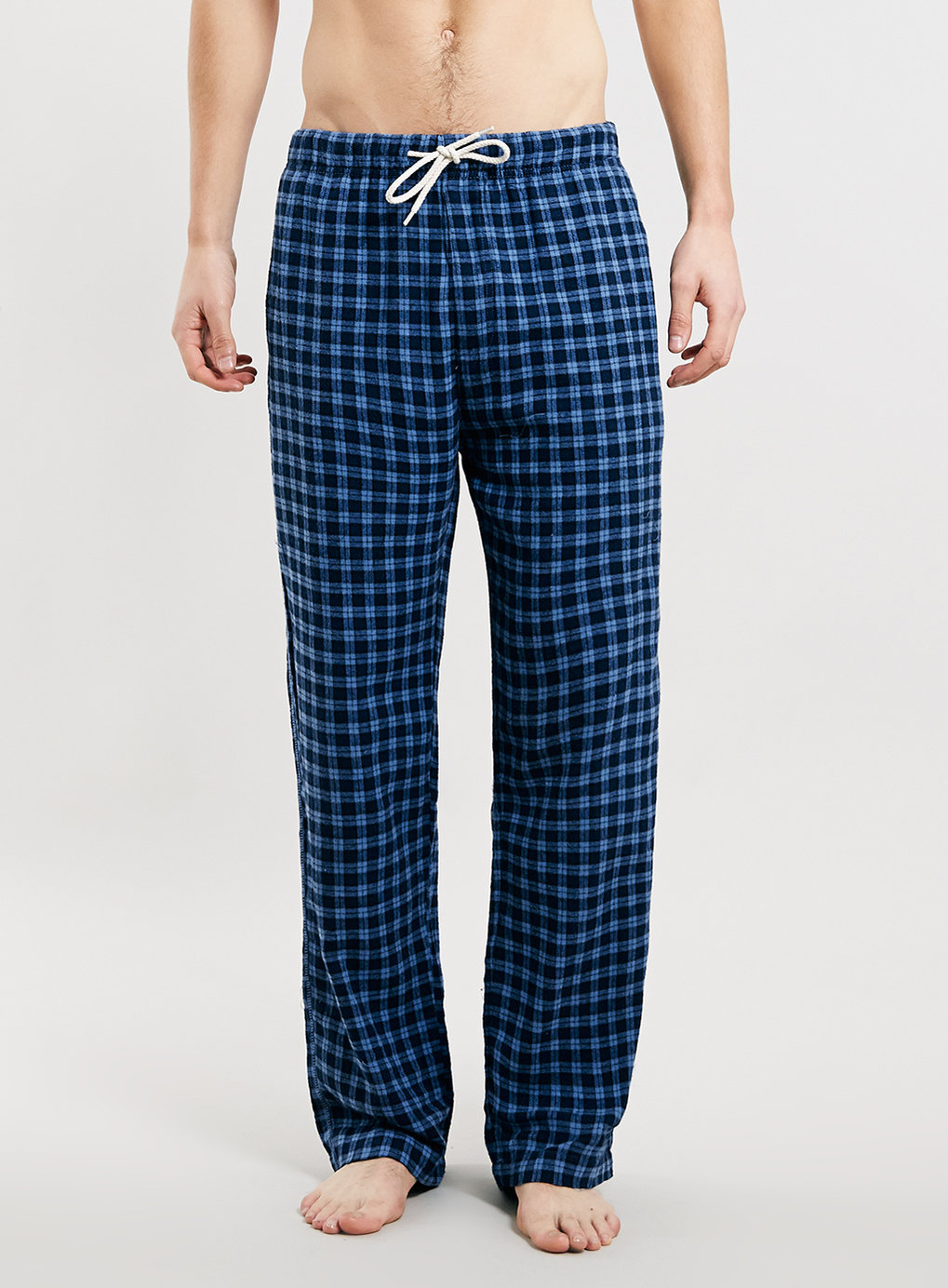 Topman Navy/Blue Mini Check Flannel Pyjama Bottoms in Blue for Men | Lyst