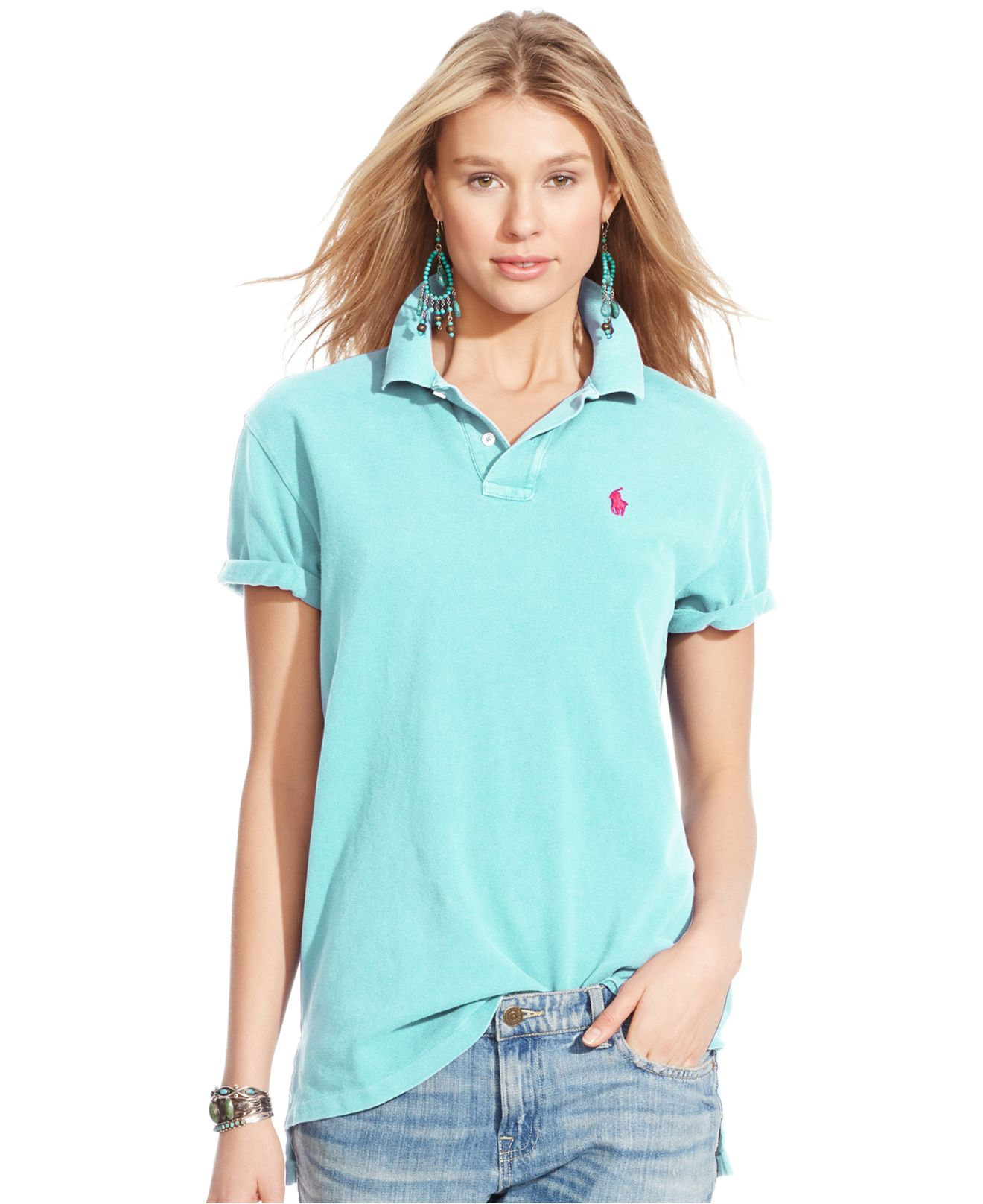 Polo Ralph Lauren Boyfriend Polo Shirt in Blue - Lyst