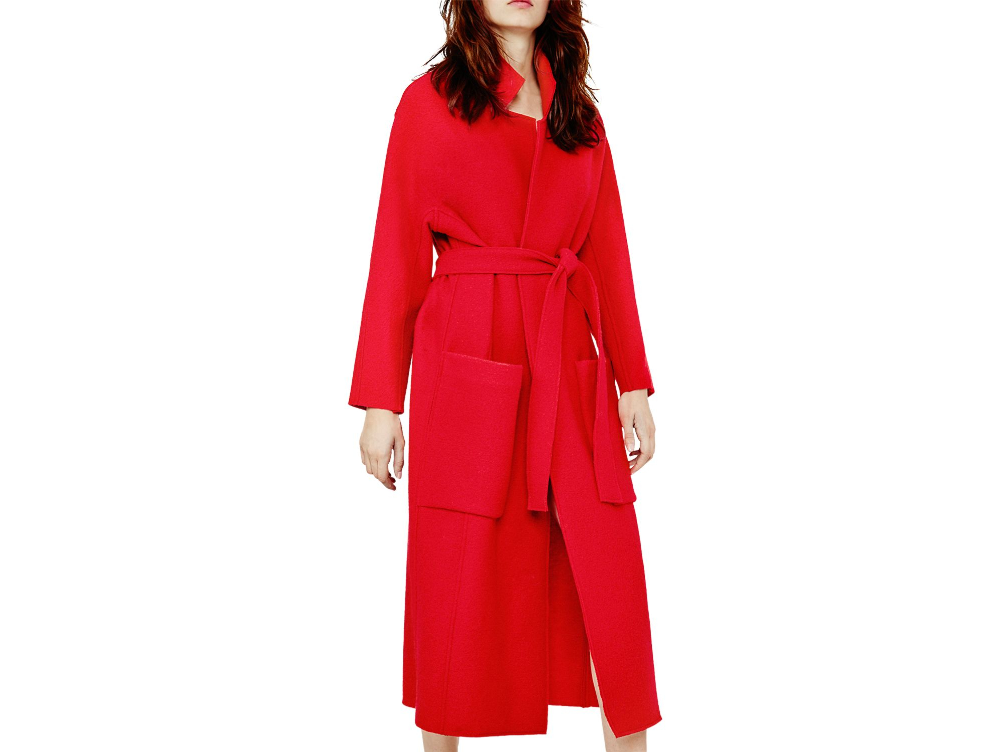 Maje Grenat Wool Wrap Coat in Red | Lyst