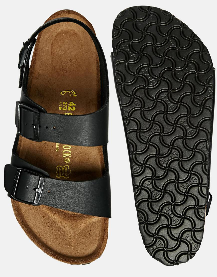 birkenstock milano flat sandals in black