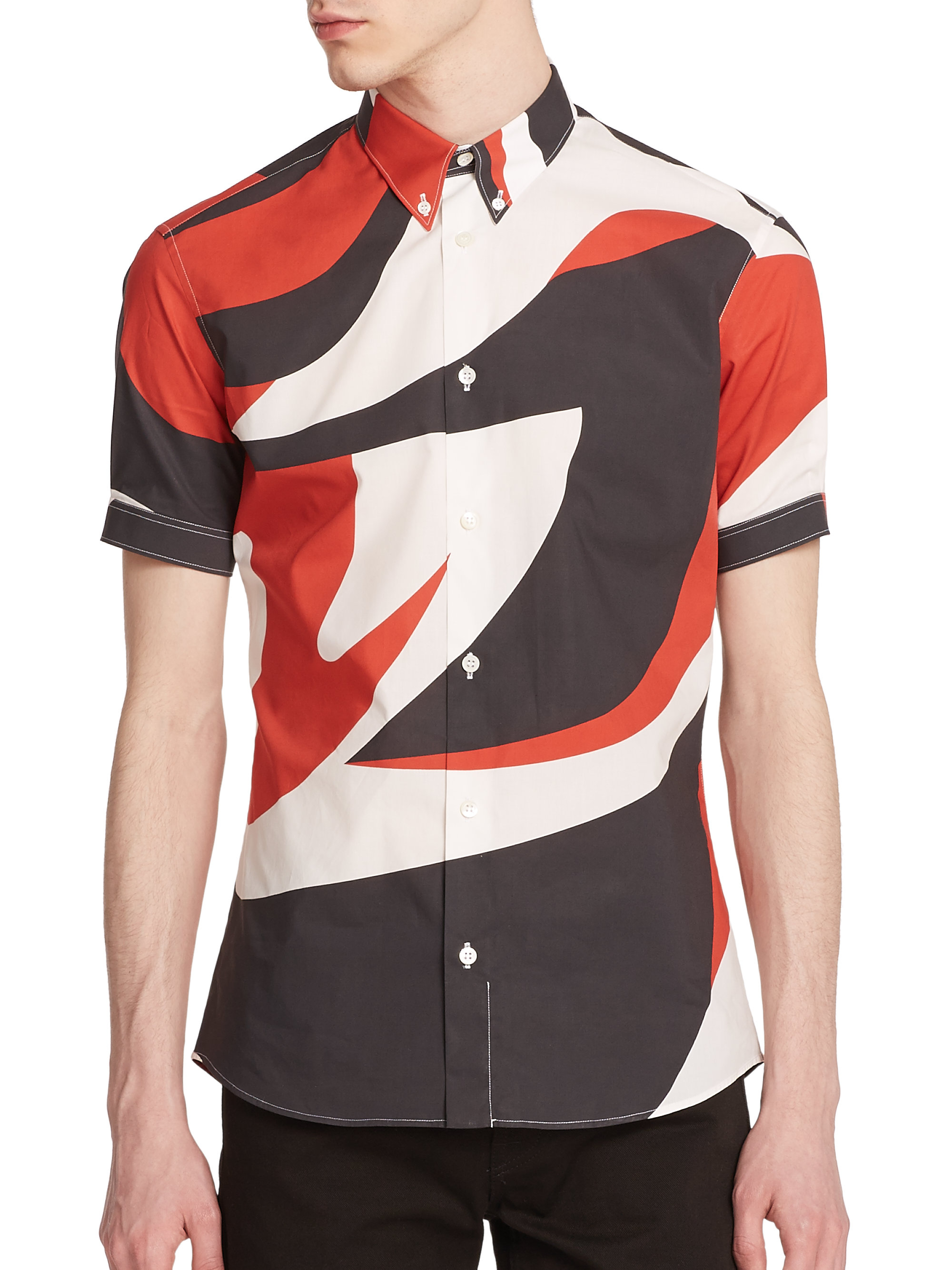 Lyst - Alexander McQueen Abstract Print Button-down Collar Shirt for Men
