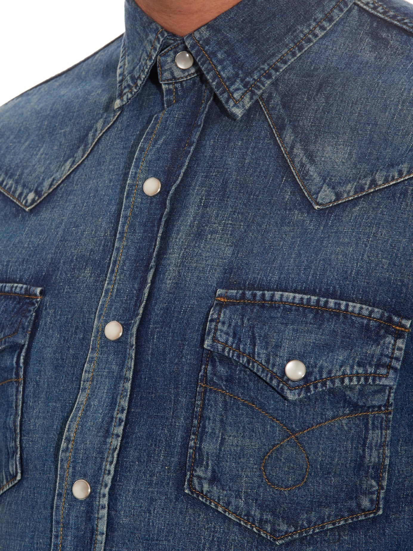 saint laurent western denim shirt