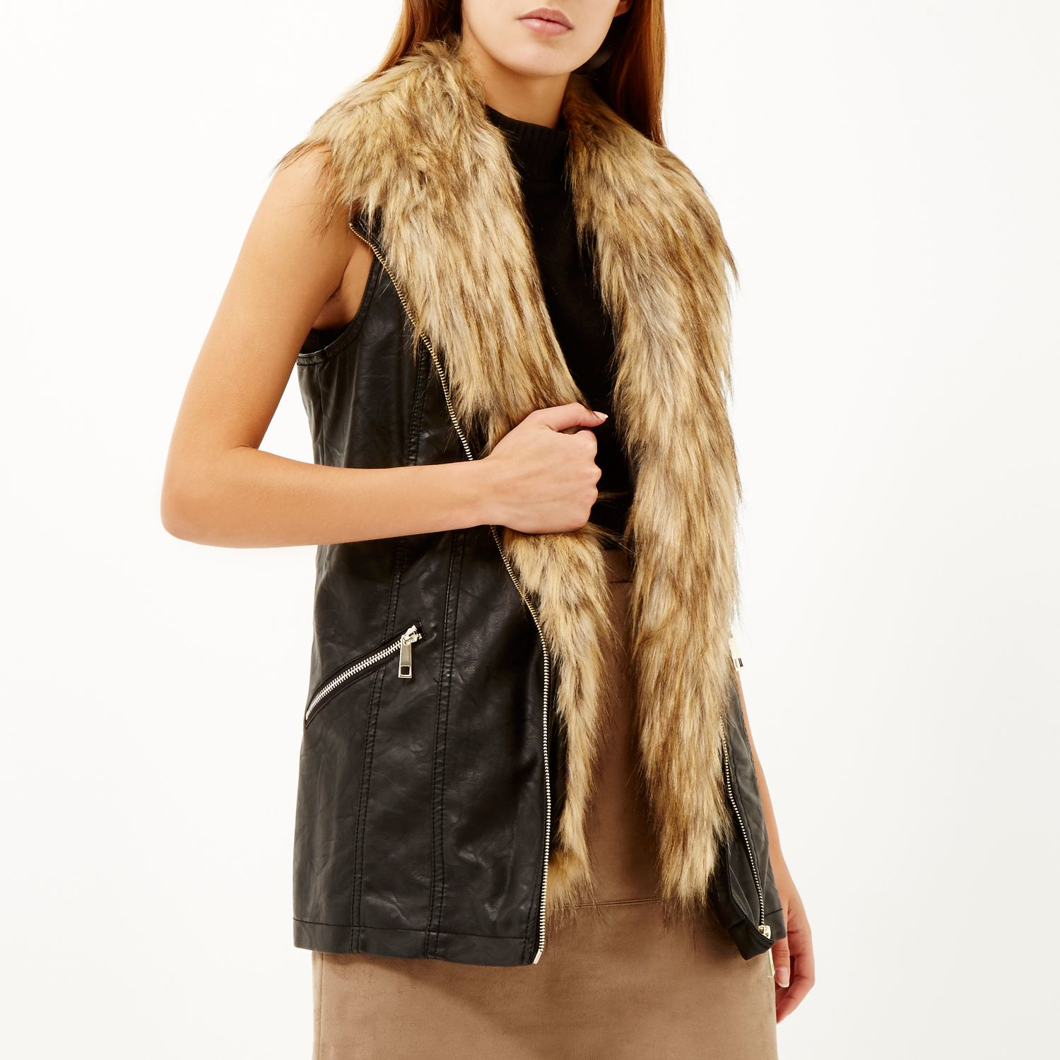 black fur gilet river island