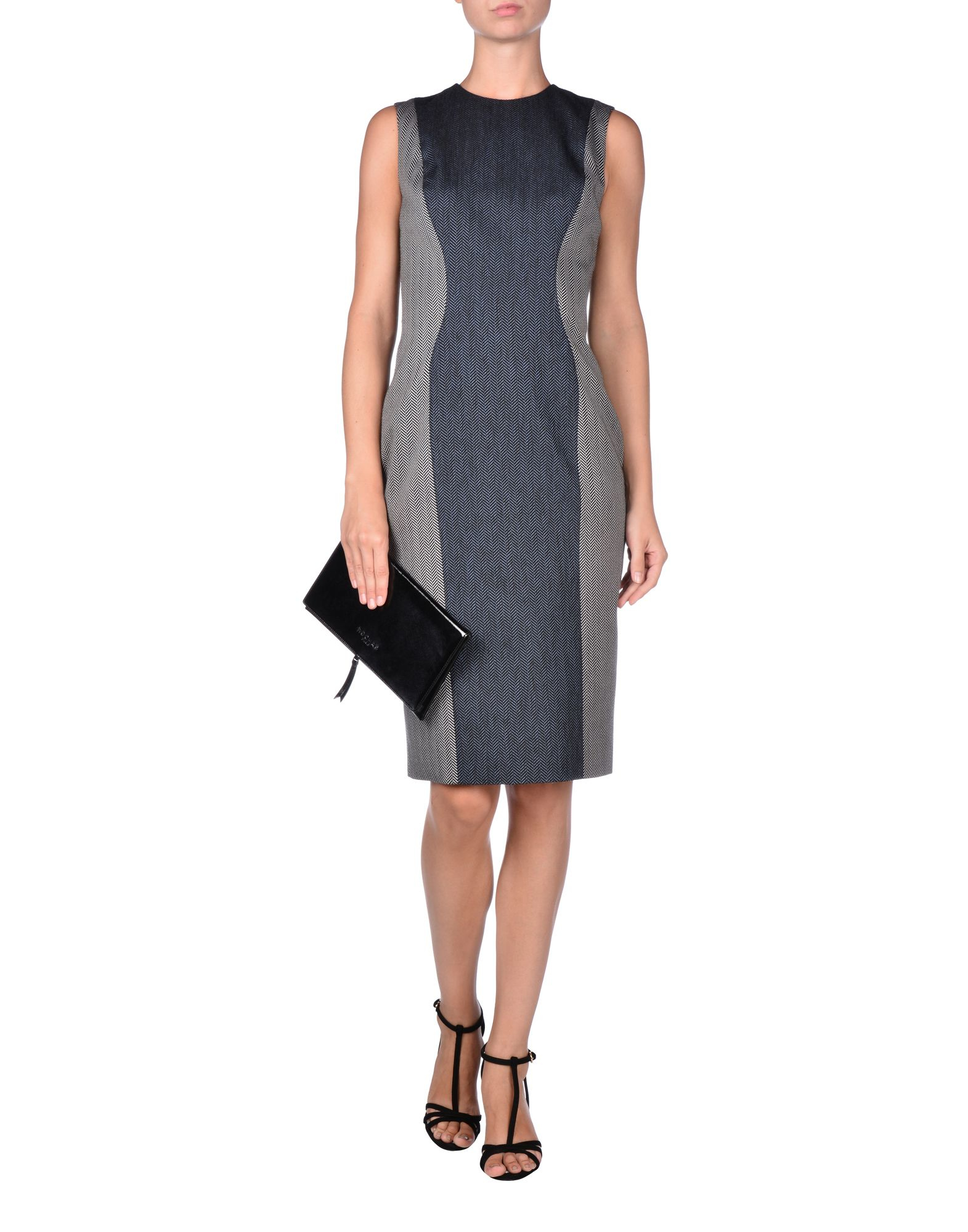 Dark Blue Bodycon Knee Length Dress
