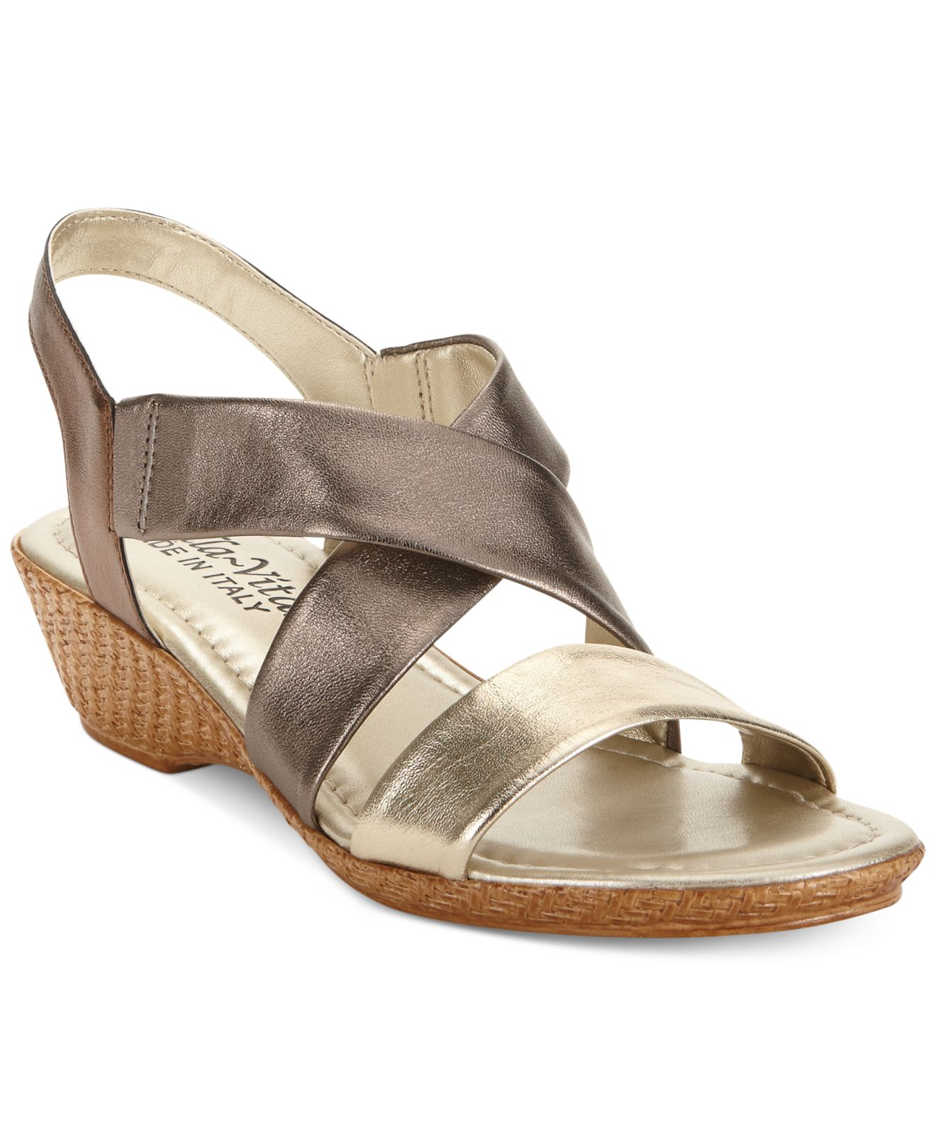 Bella Vita Italian Collection Ciao Wedge Sandals in Silver (Multi ...