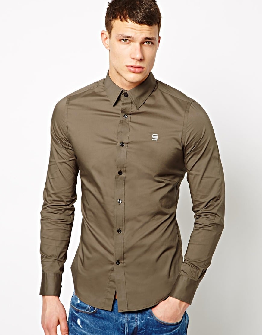 Lyst - G-Star Raw G Star Slim Fit Shirt in Brown for Men