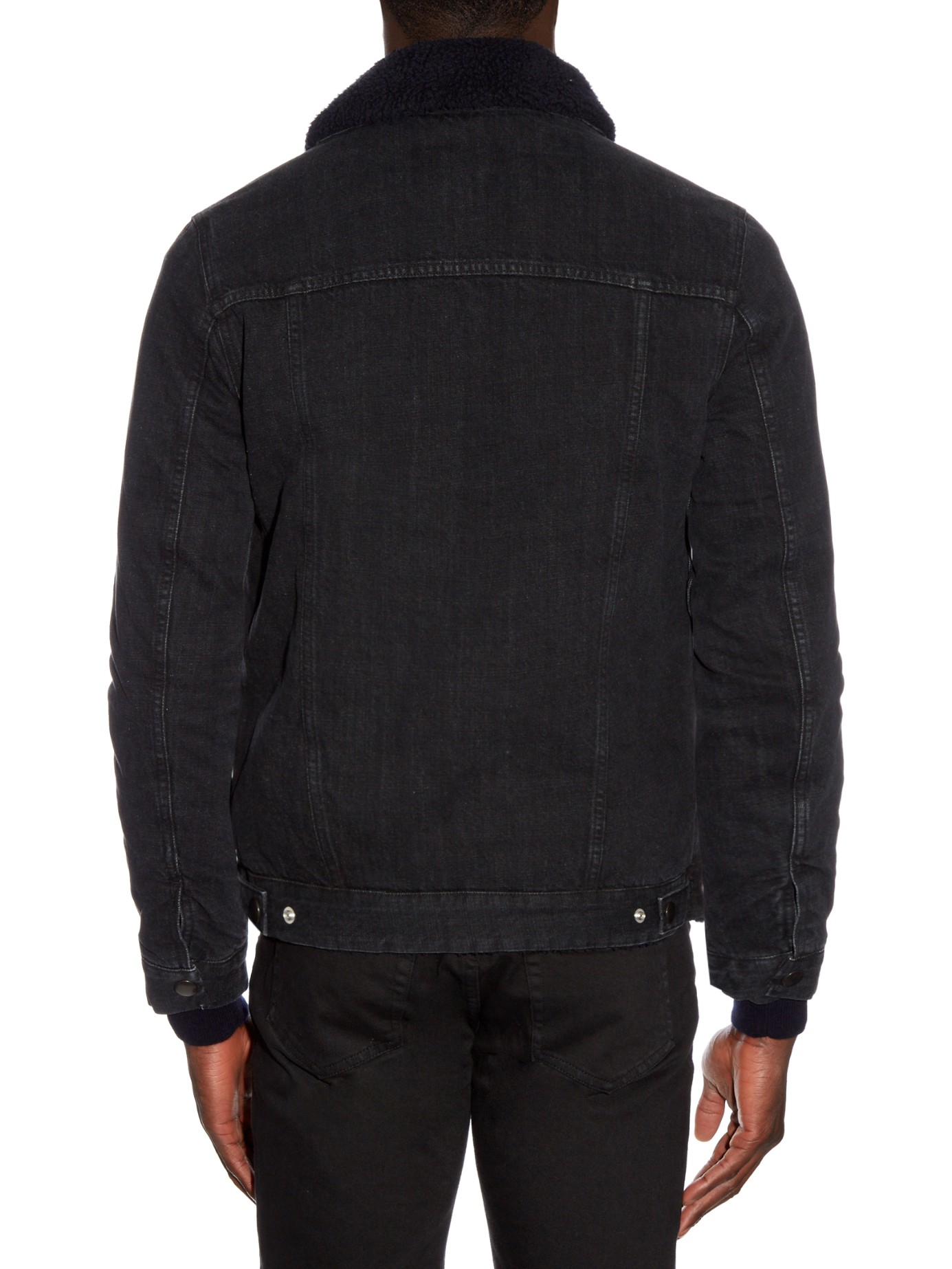 black shearling denim jacket