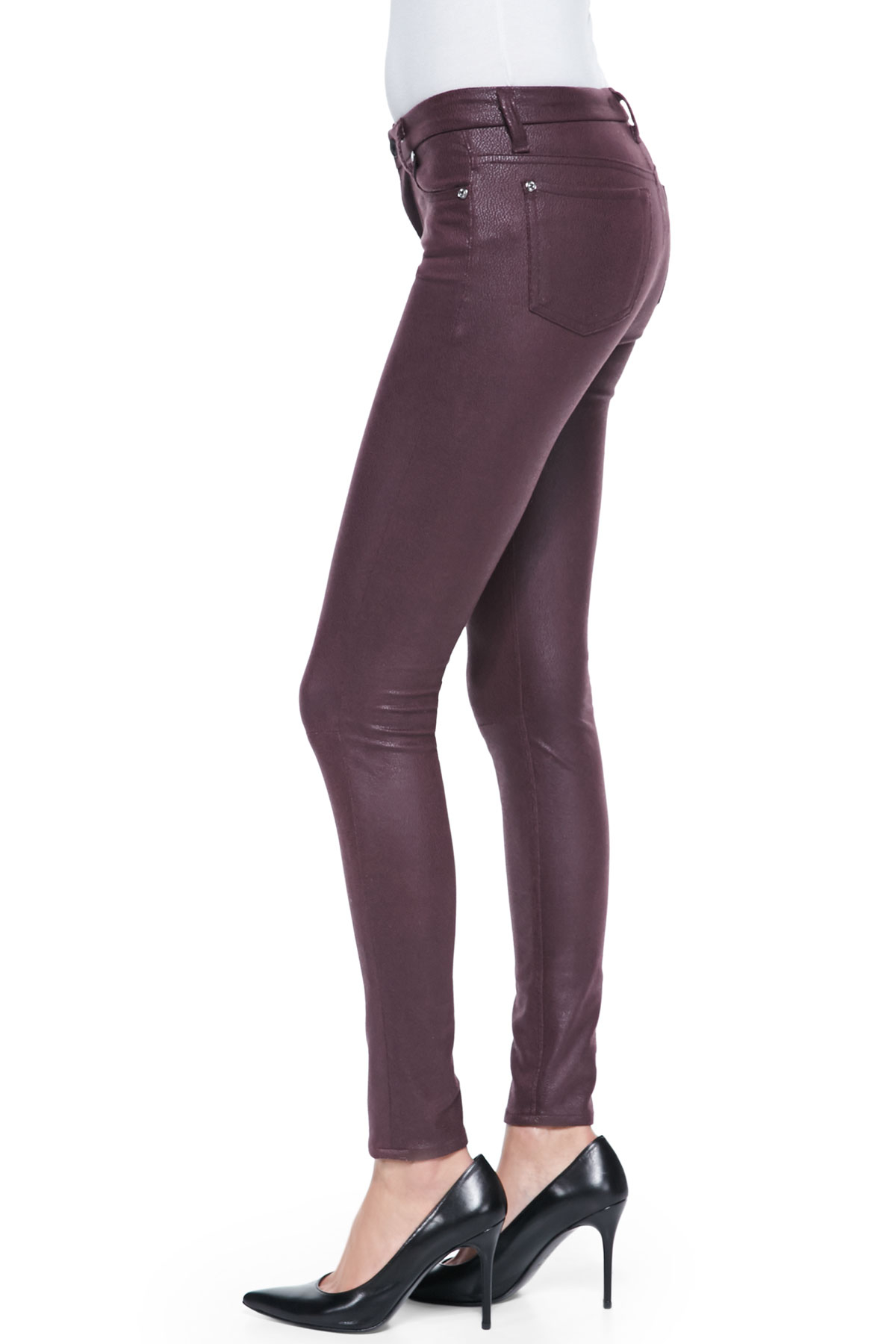 7 for all mankind LeatherLike Skinny Pants in Purple Lyst