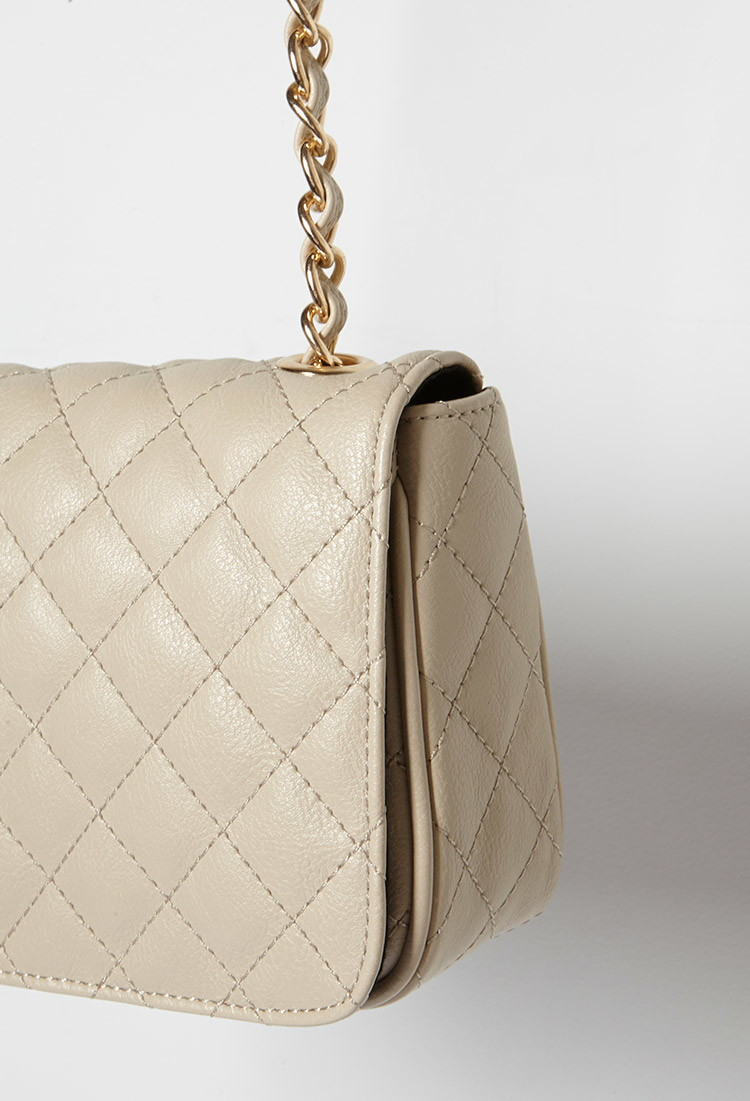 Forever 21 Quilted Faux Leather Crossbody Bag in Brown - Lyst