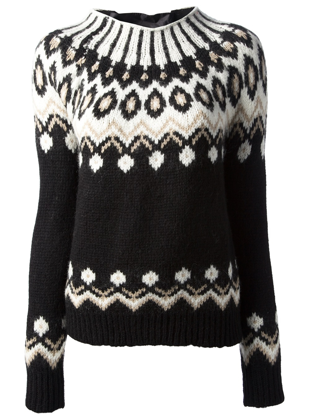 Moncler Fair Isle Knit Sweater in Black 