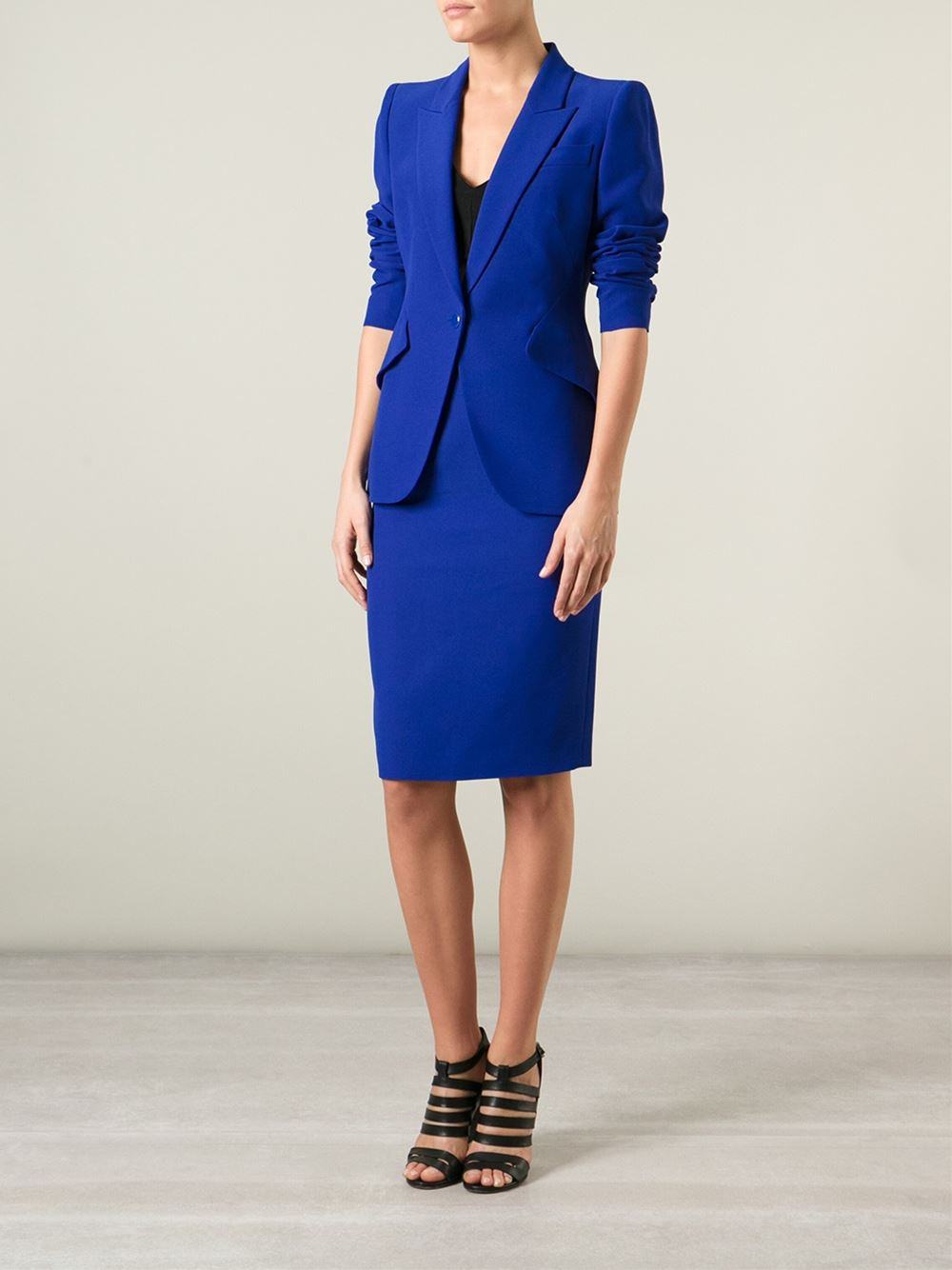 Alexander McQueen Blazer And Skirt Suit in Blue Lyst