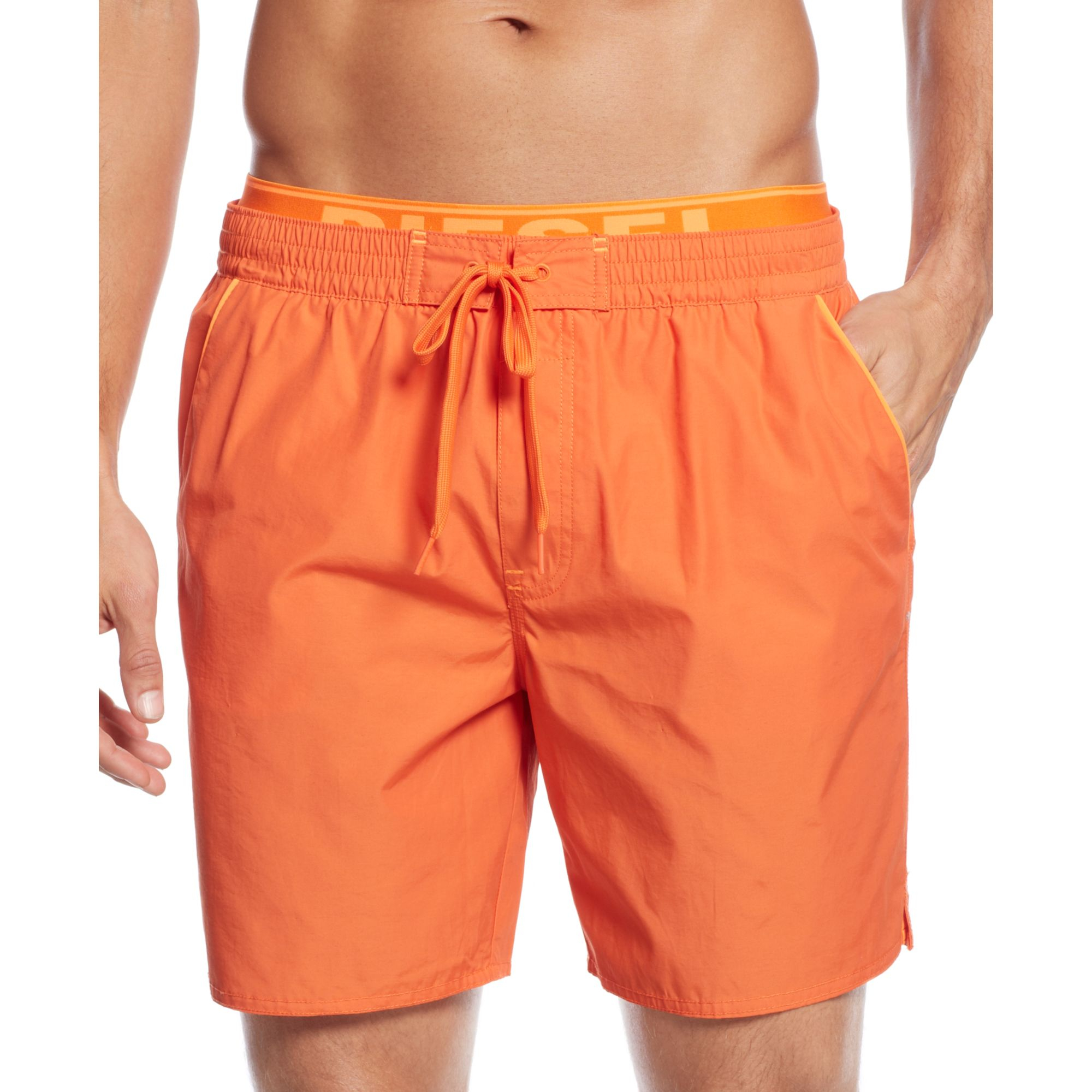 mens orange swim trunks