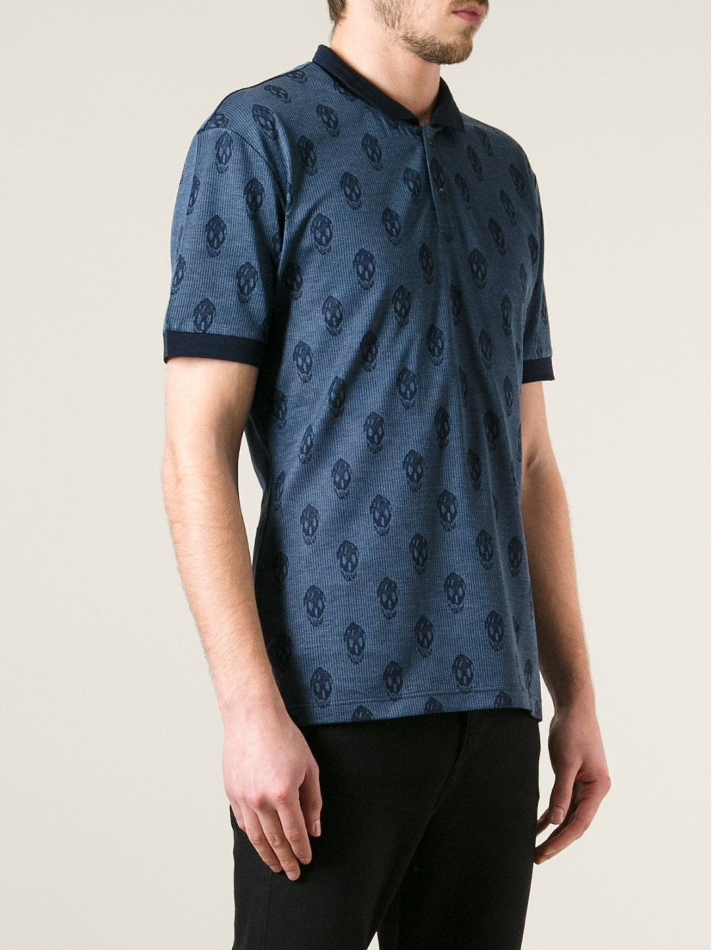 Lyst - Alexander Mcqueen Piqúe Skull Polo Shirt in Blue for Men