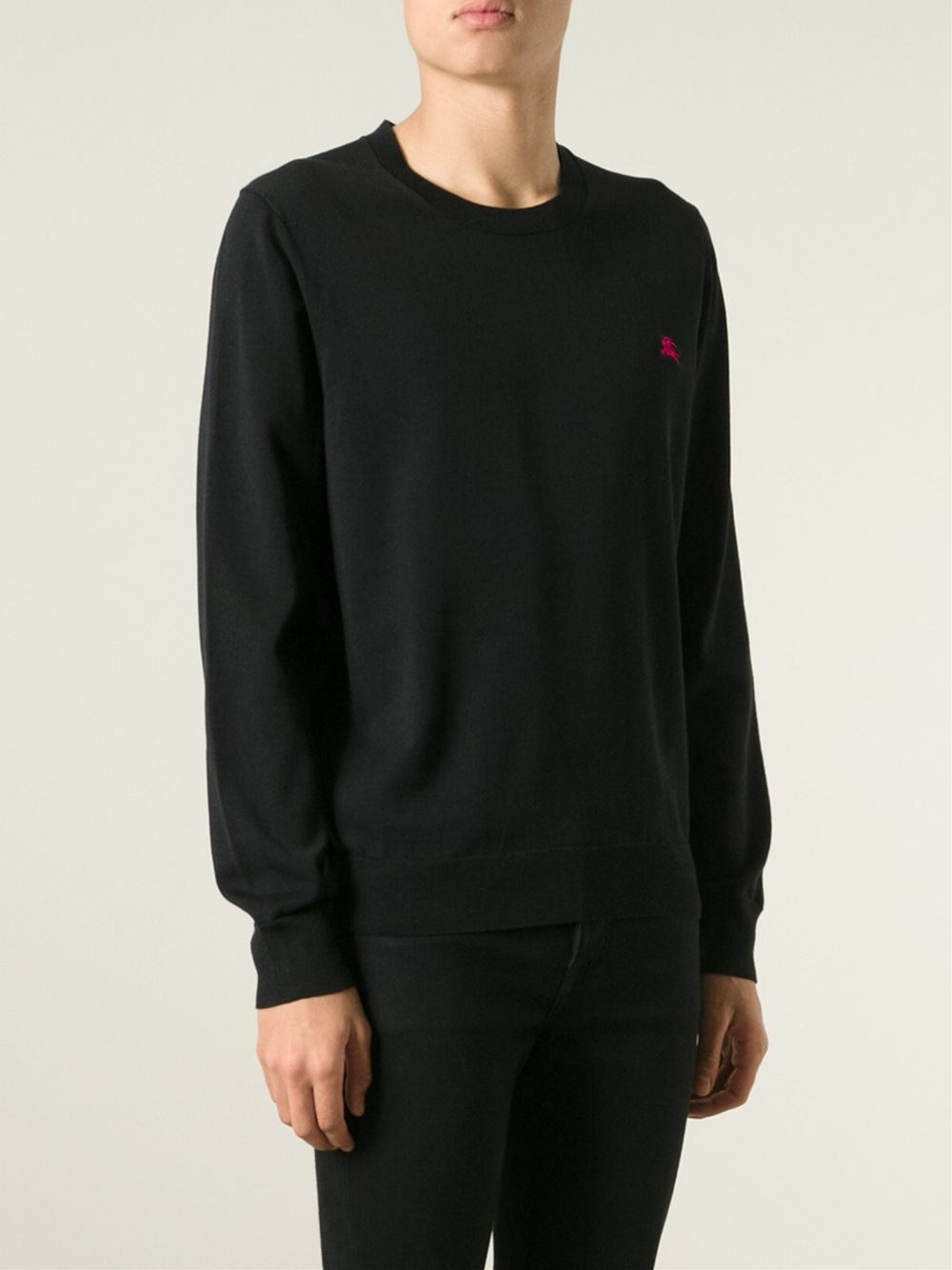 Burberry Crew Neck Sweater in Black for Men | Lyst