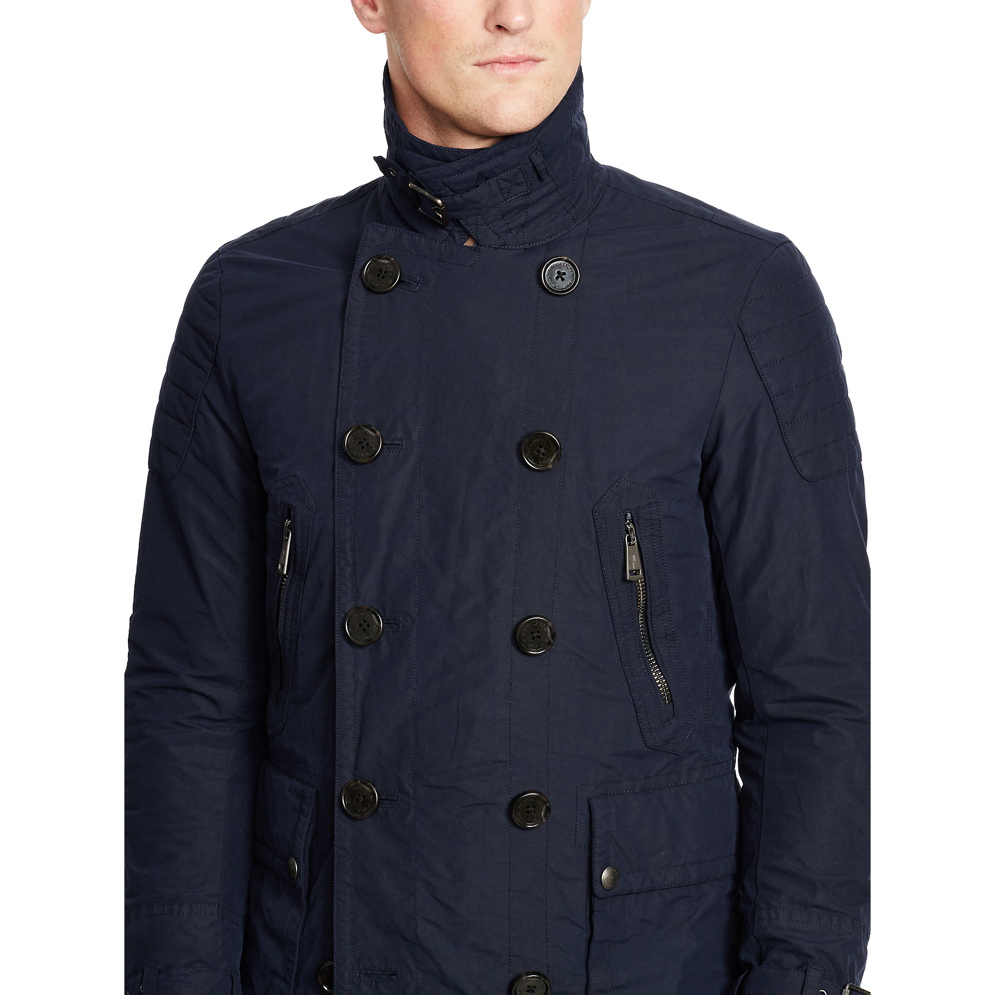 Lyst - Polo Ralph Lauren Moto Cotton-blend Pea Coat in Blue for Men