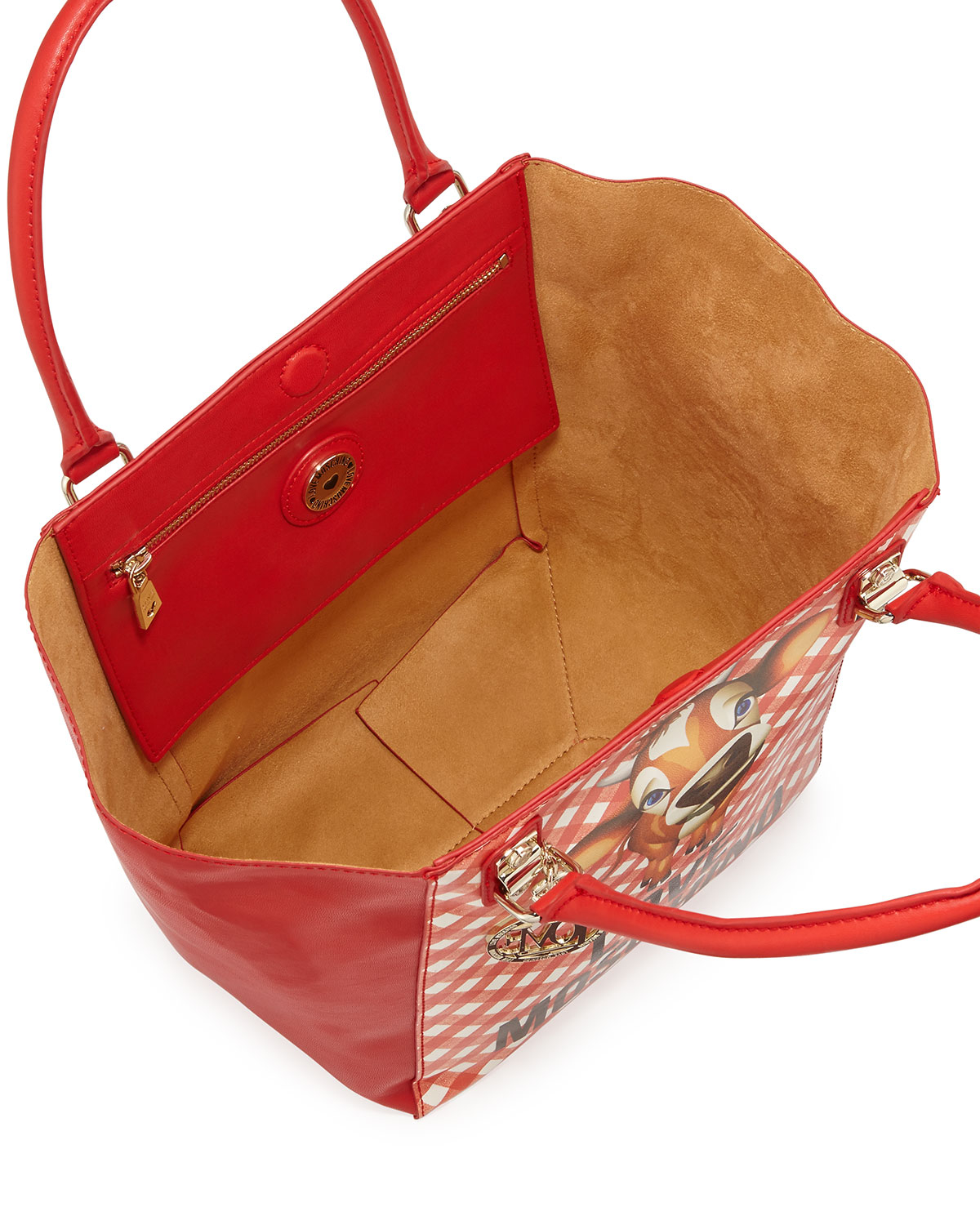 Cow Ginghamprint Fauxleather Tote Bag Cow Ginghamprint Fauxleather Tote Bag
