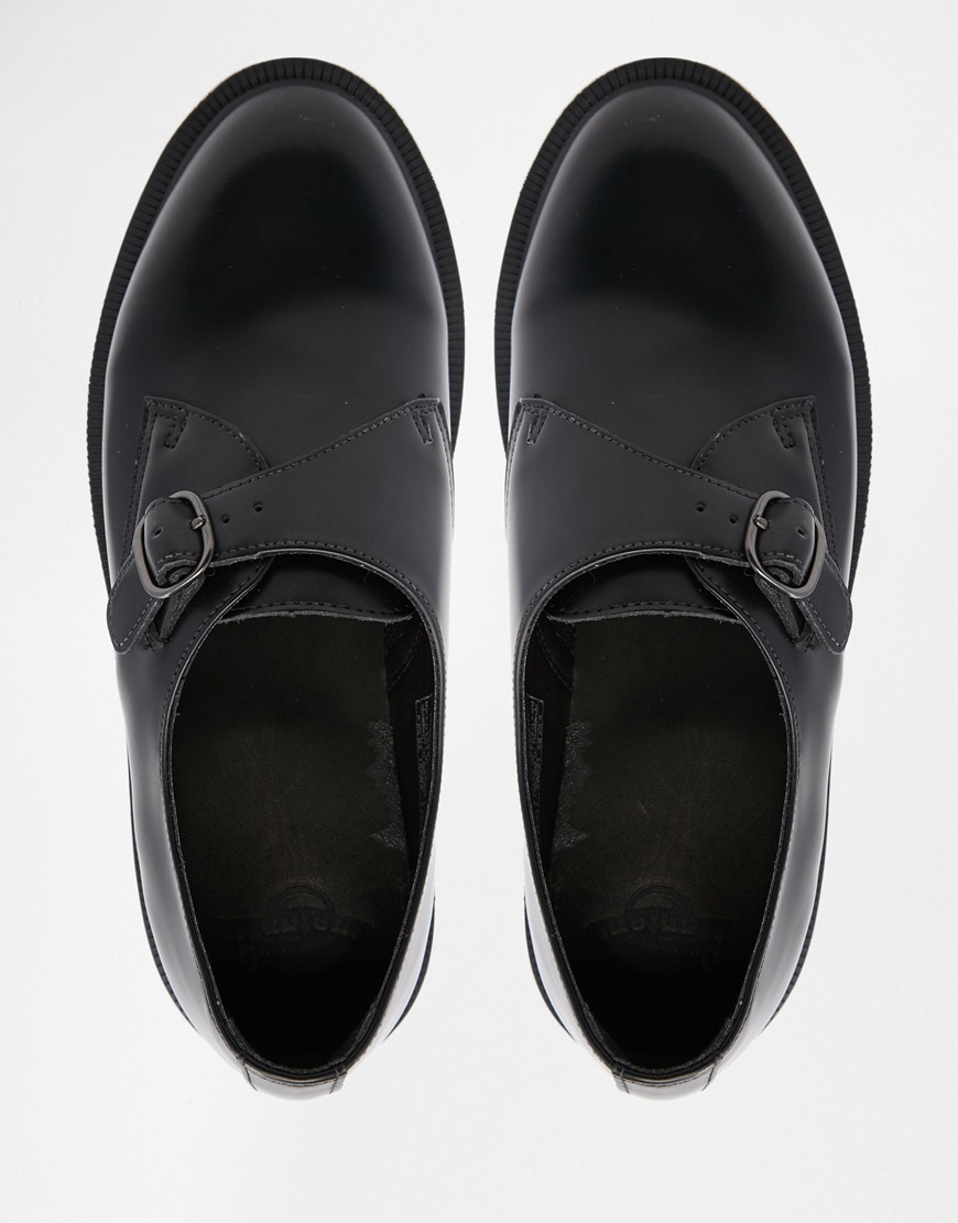 Dr. Martens Lorne Monk Strap Flat Shoes in Black | Lyst