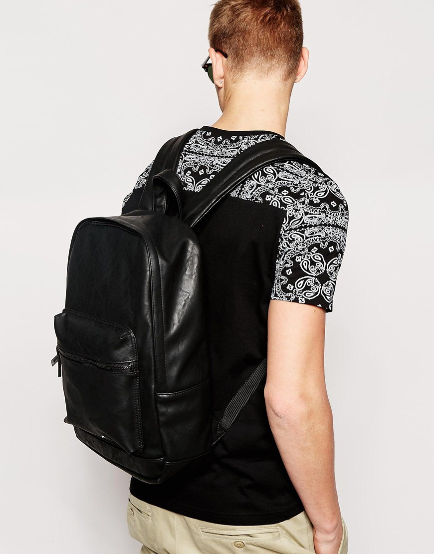asos mens leather backpack
