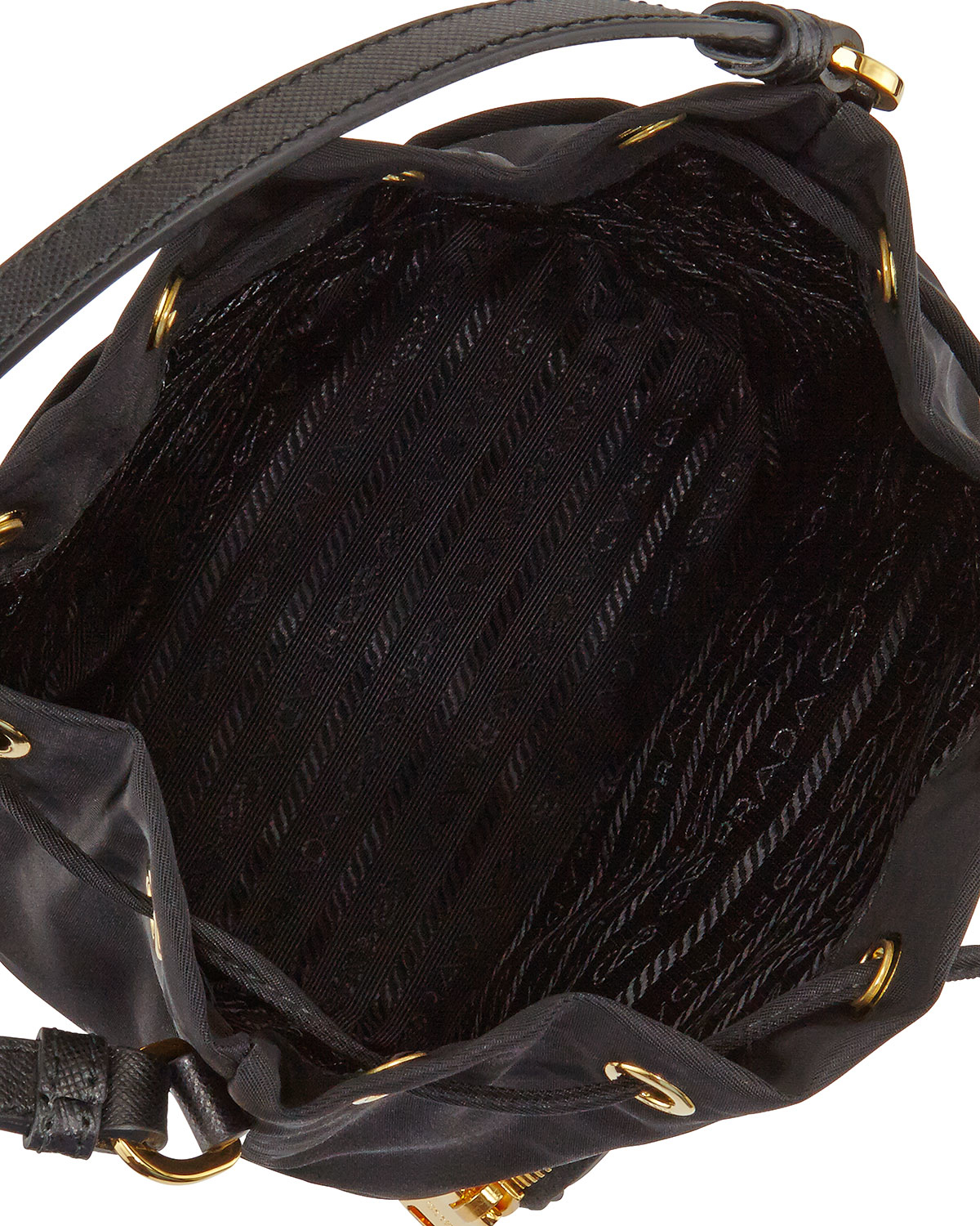Prada Tessuto Mini Bucket Bag in Black - Lyst