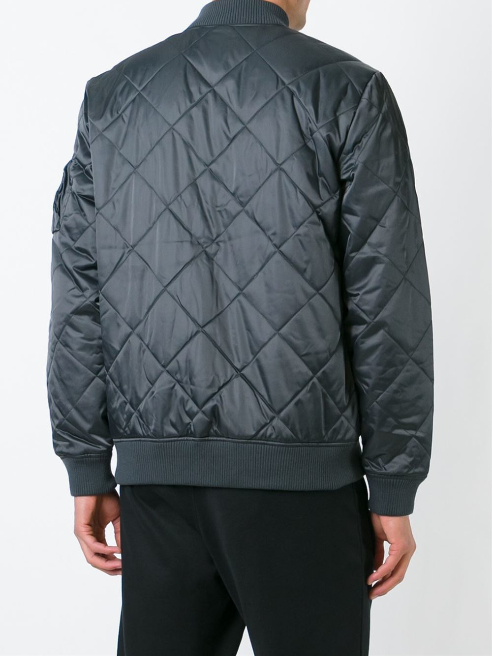 adidas Originals Quilted Bomber Jacket in Grey (Gray) for Men | Lyst