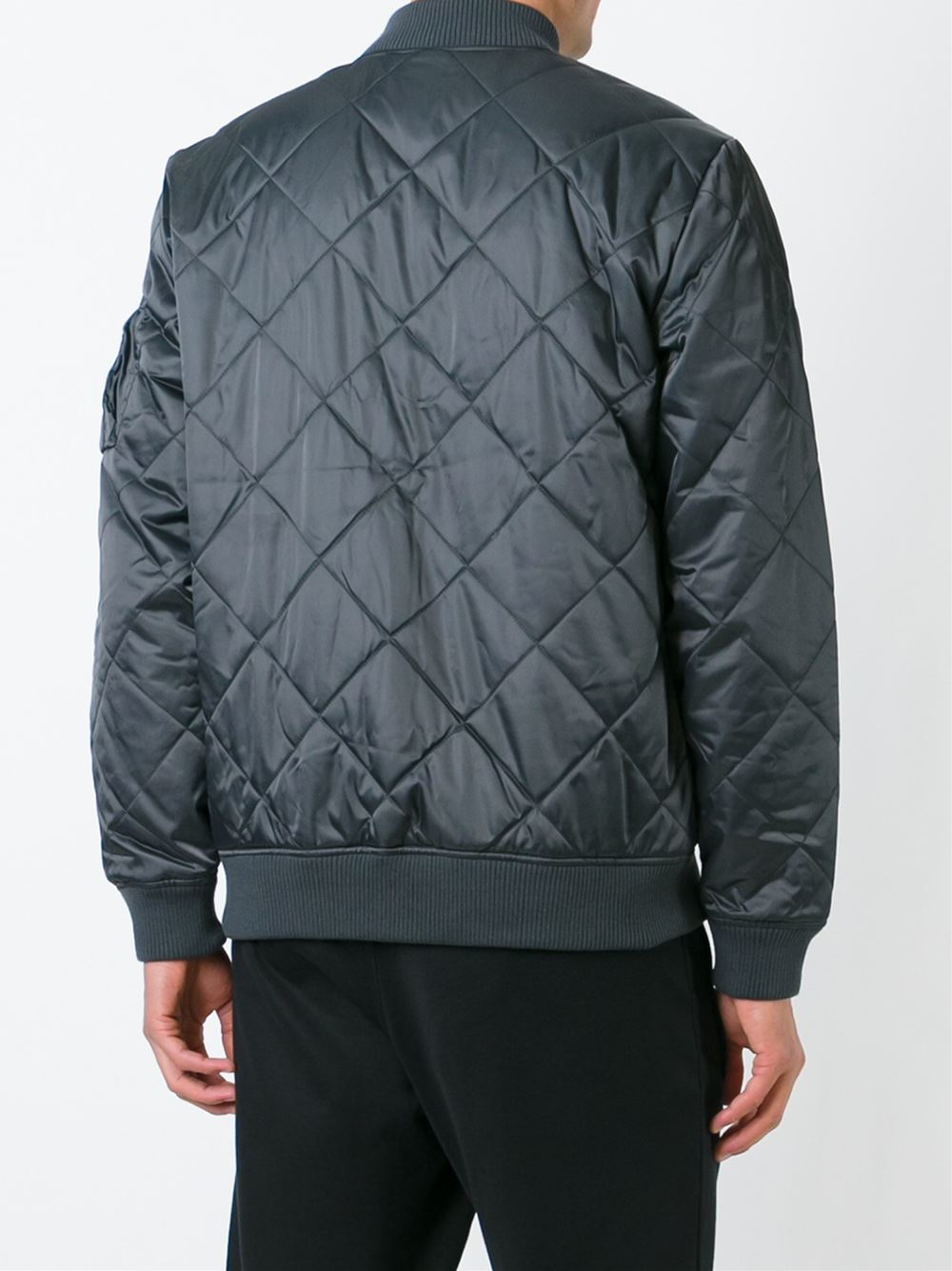 adidas Originals Quilted Bomber Jacket in Grey (Grey) for Men Lyst