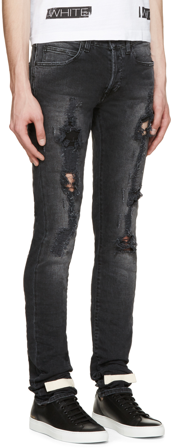 Off-White c/o Virgil Abloh Black Distressed Jeans for Men | Lyst