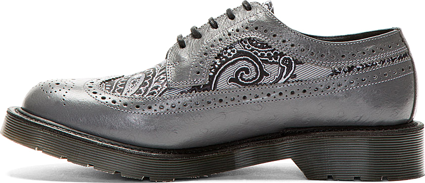 Dr. Martens Grey Leather Paisley Longwing Brogues in Gray for Men - Lyst