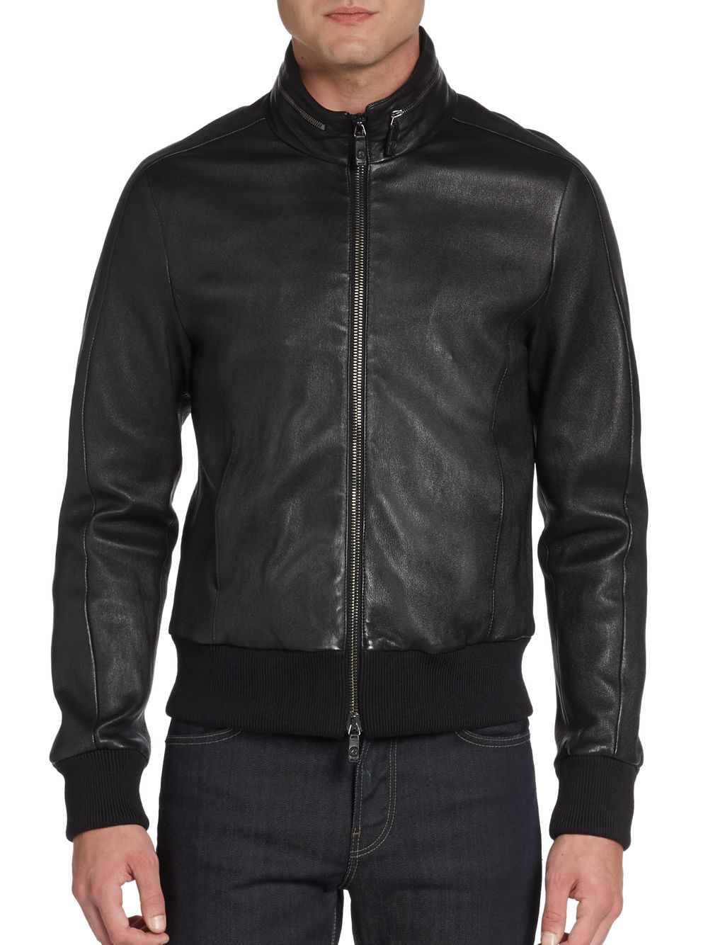 armani leather bomber jacket