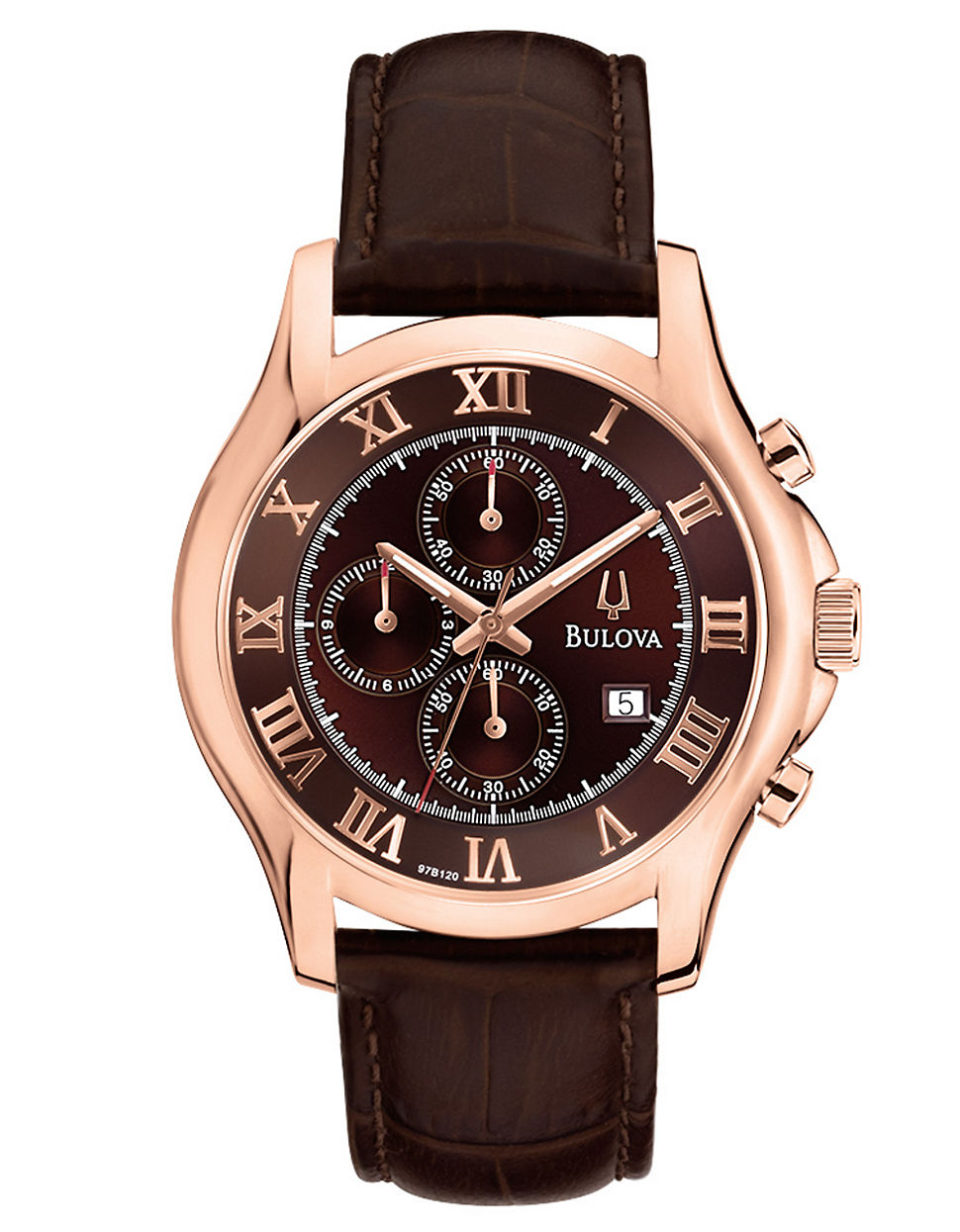 Lyst - Bulova Mens Rose Goldtone And Leather Chronograph Watch in Brown