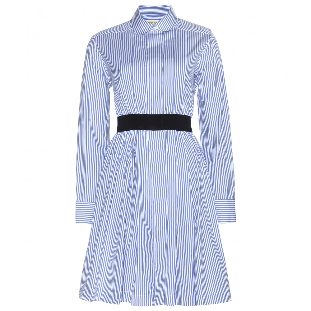 blue and white striped cotton dress