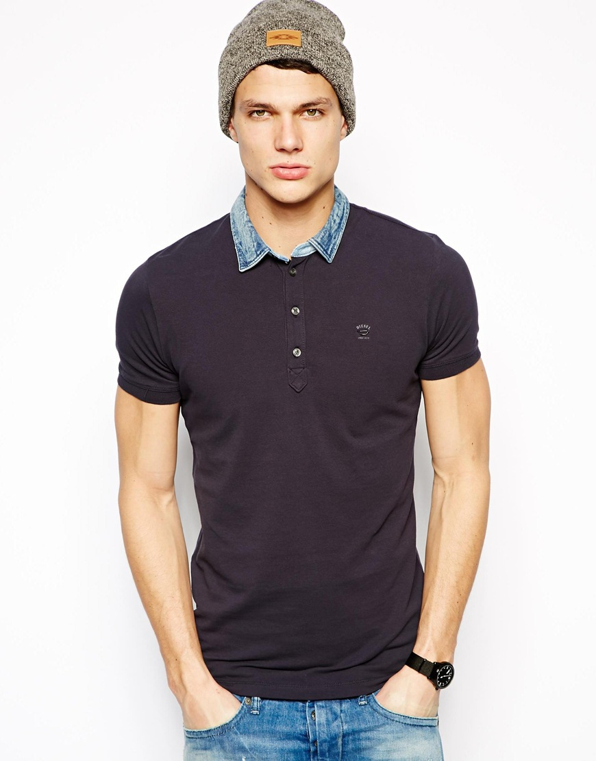 diesel polo shirt denim collar