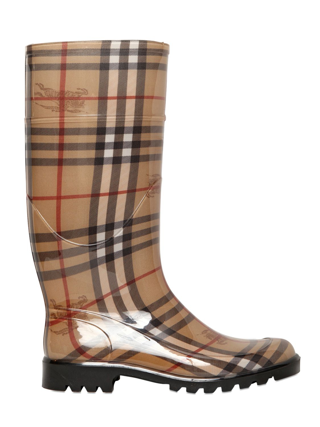Burberry 20mm Haymarket Rubber Rain Boots in Brown - Lyst