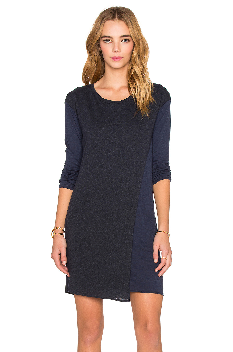 Stateside Long  Sleeve  T shirt  Dress  in Blue Lyst