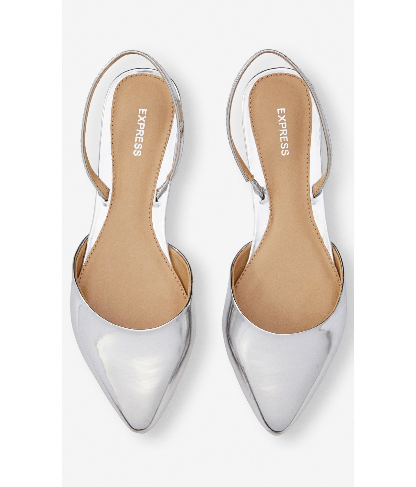 silver slingbacks flat