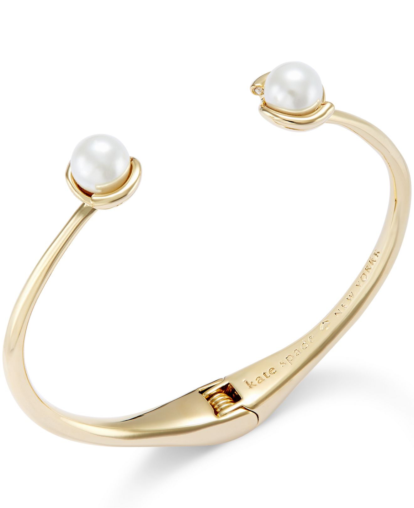 Lyst Kate Spade New York 12k Gold Plated Imitation Pearl Cuff Gallery Previously Sold At Macy S Women Gold Cuff Bracelets Kate Spade