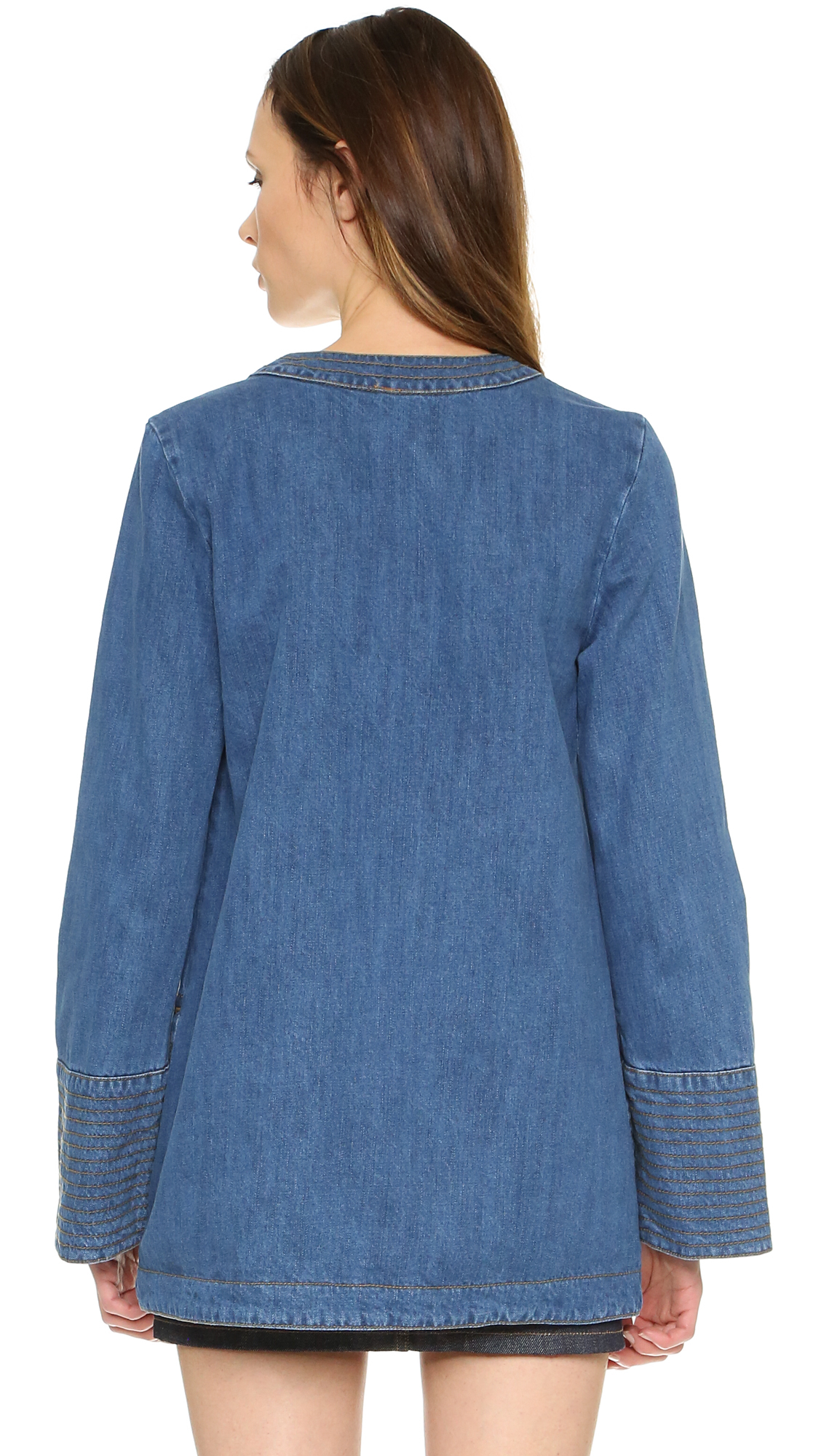 fcity.in - Ayrin Stylish Light Blue Shirt Style Casual Denim Tunic / Stylish