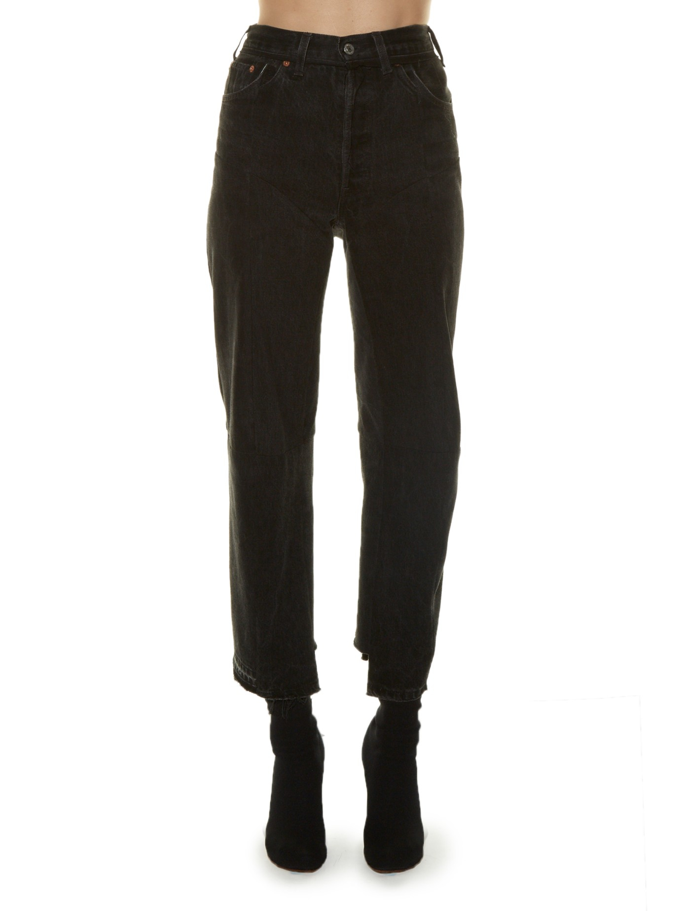 black cropped straight jeans