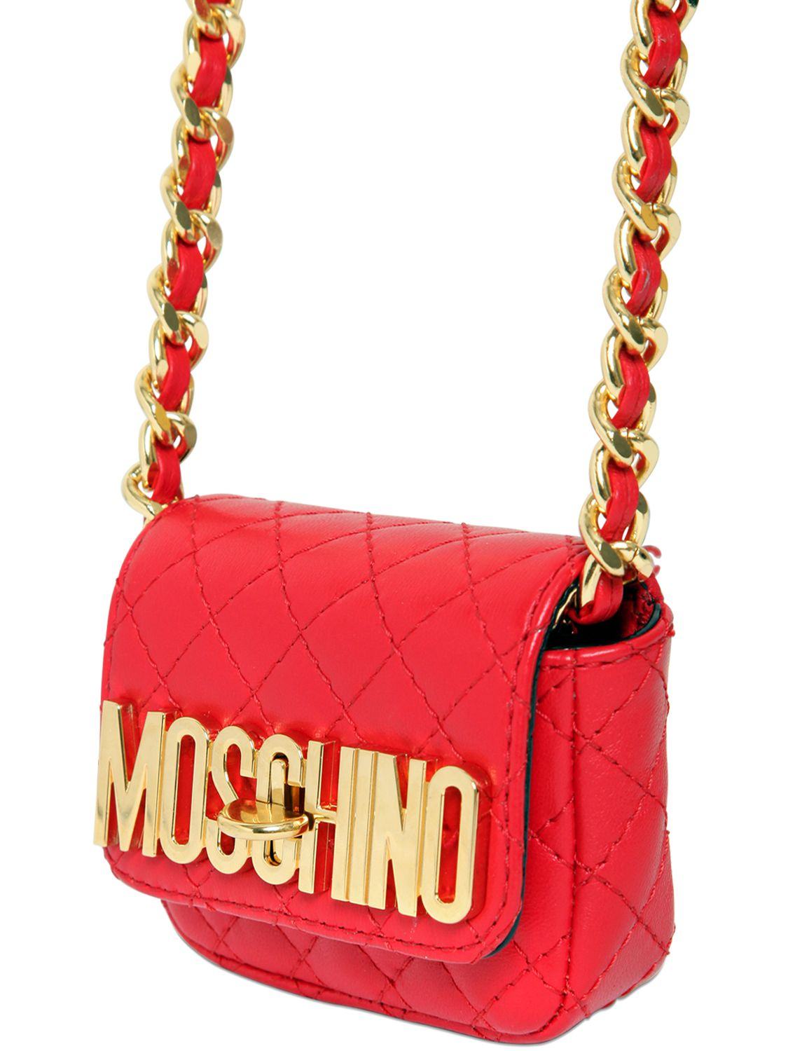 Moschino Fantasy Large Printed Patent Leather Crossbody Bag in Red - Lyst