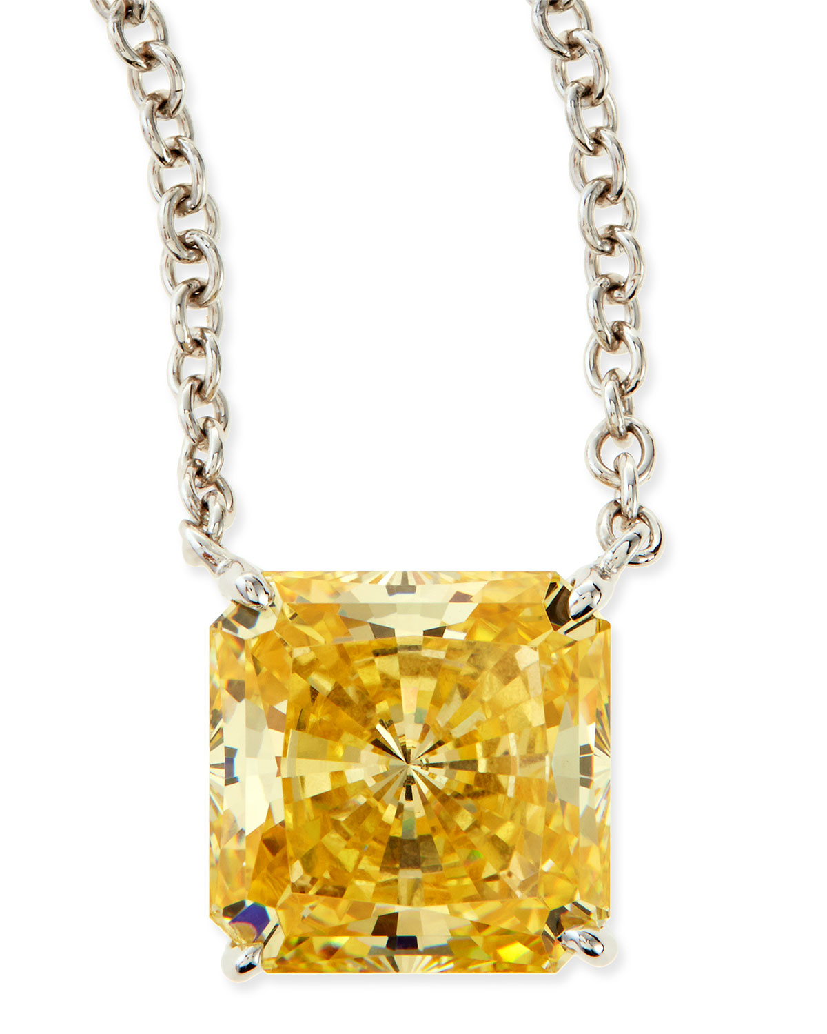 Fantasia by deserio 10mm Radiant Canary Cubic Zirconia Necklace in Gold