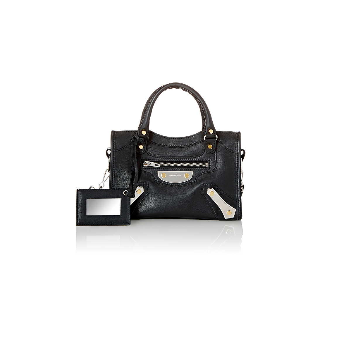 Lyst Balenciaga Metal Plate Mini City Bag In Black Gallery